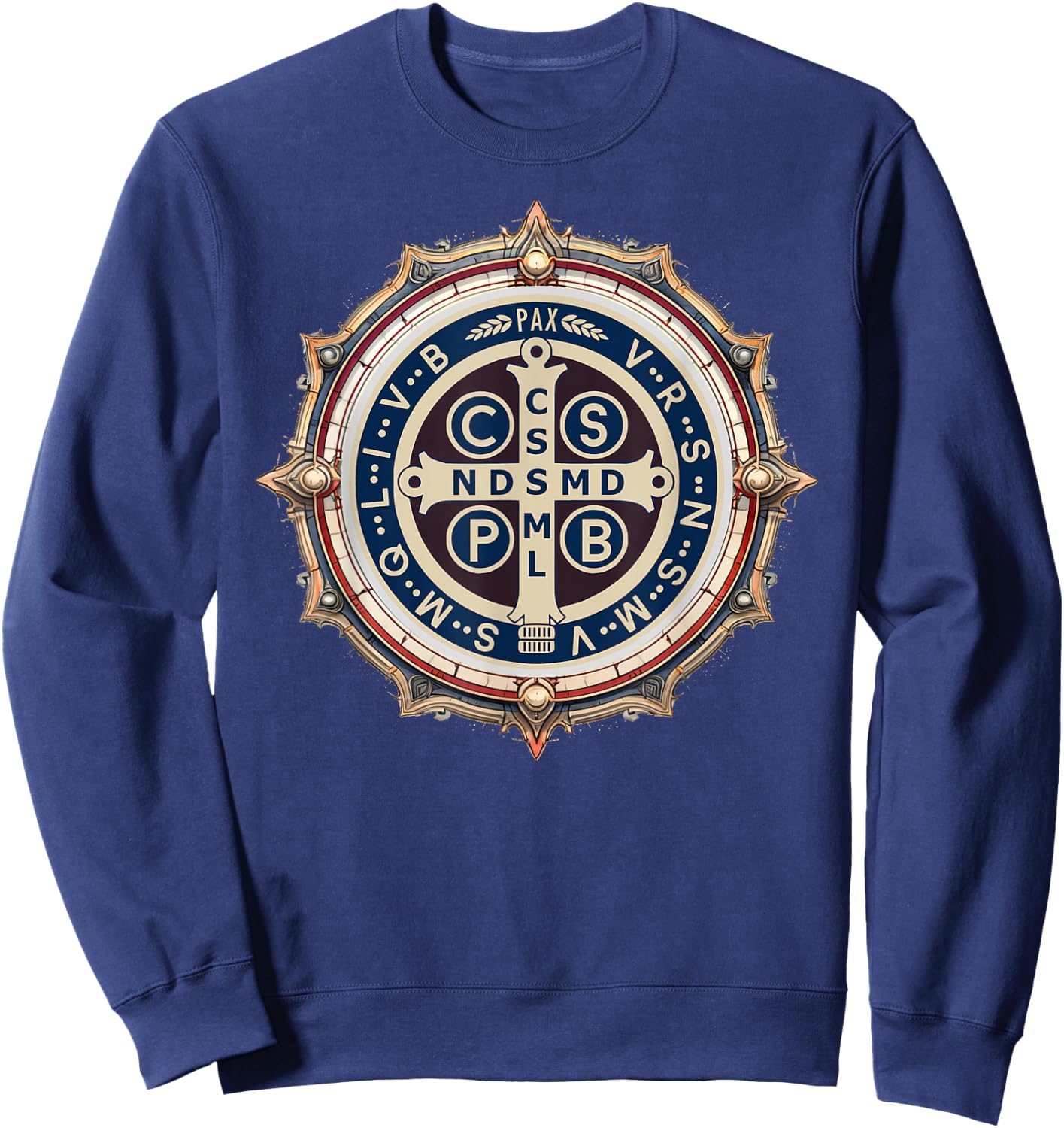 Catholic Saint Benedict Medal Sweatshirt - Sweatshirt | Navy