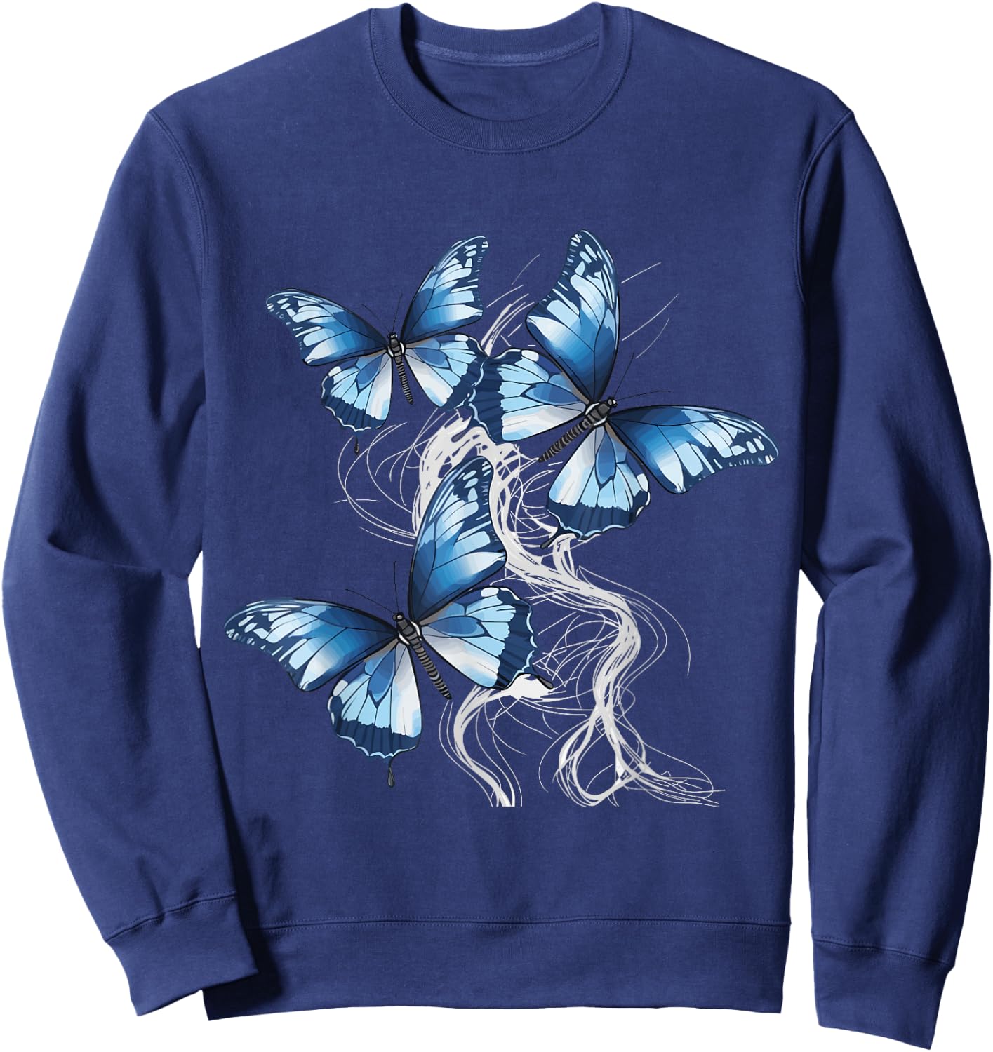Cute blue Butterflies design butterflies and butterfly Sweatshirt - Sweatshirt | Navy