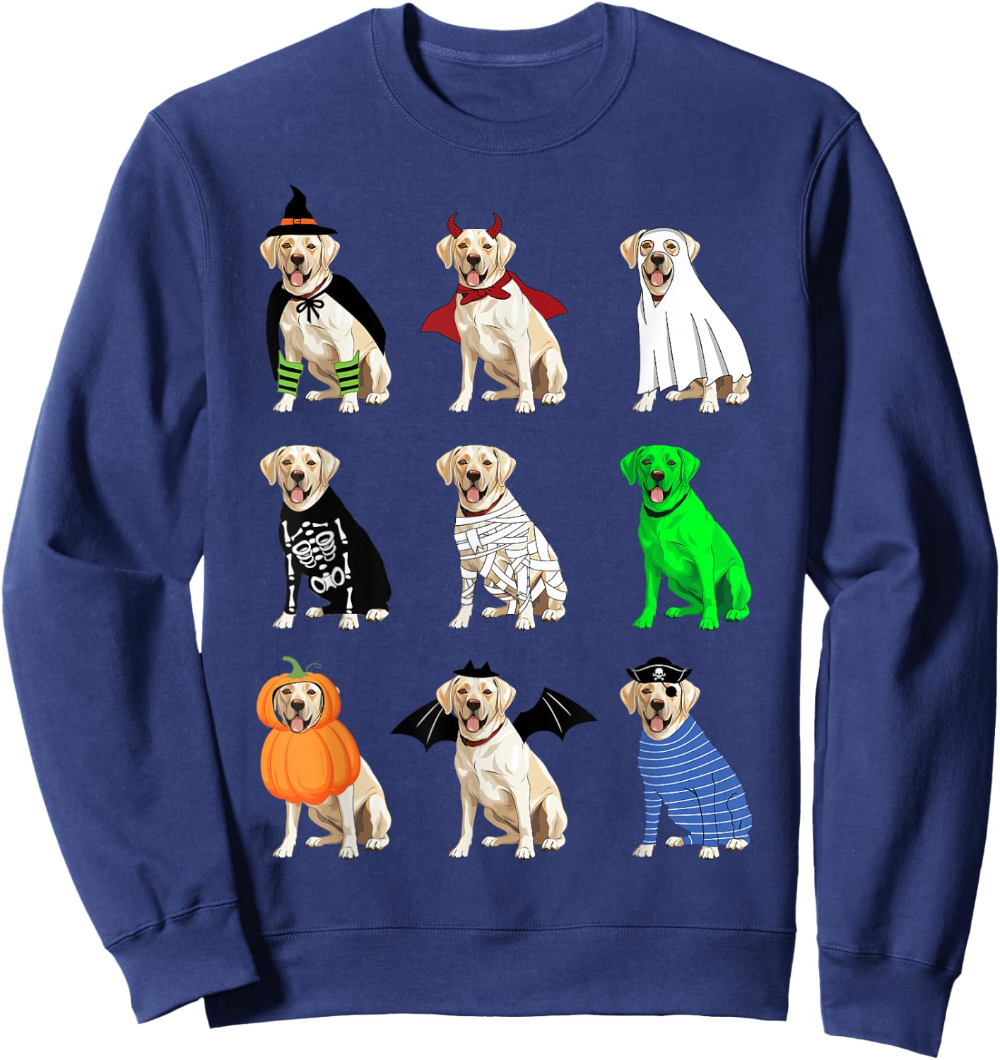 White Labrador Retriever Halloween Funny Ghost Monster Sweatshirt - Sweatshirt | Navy