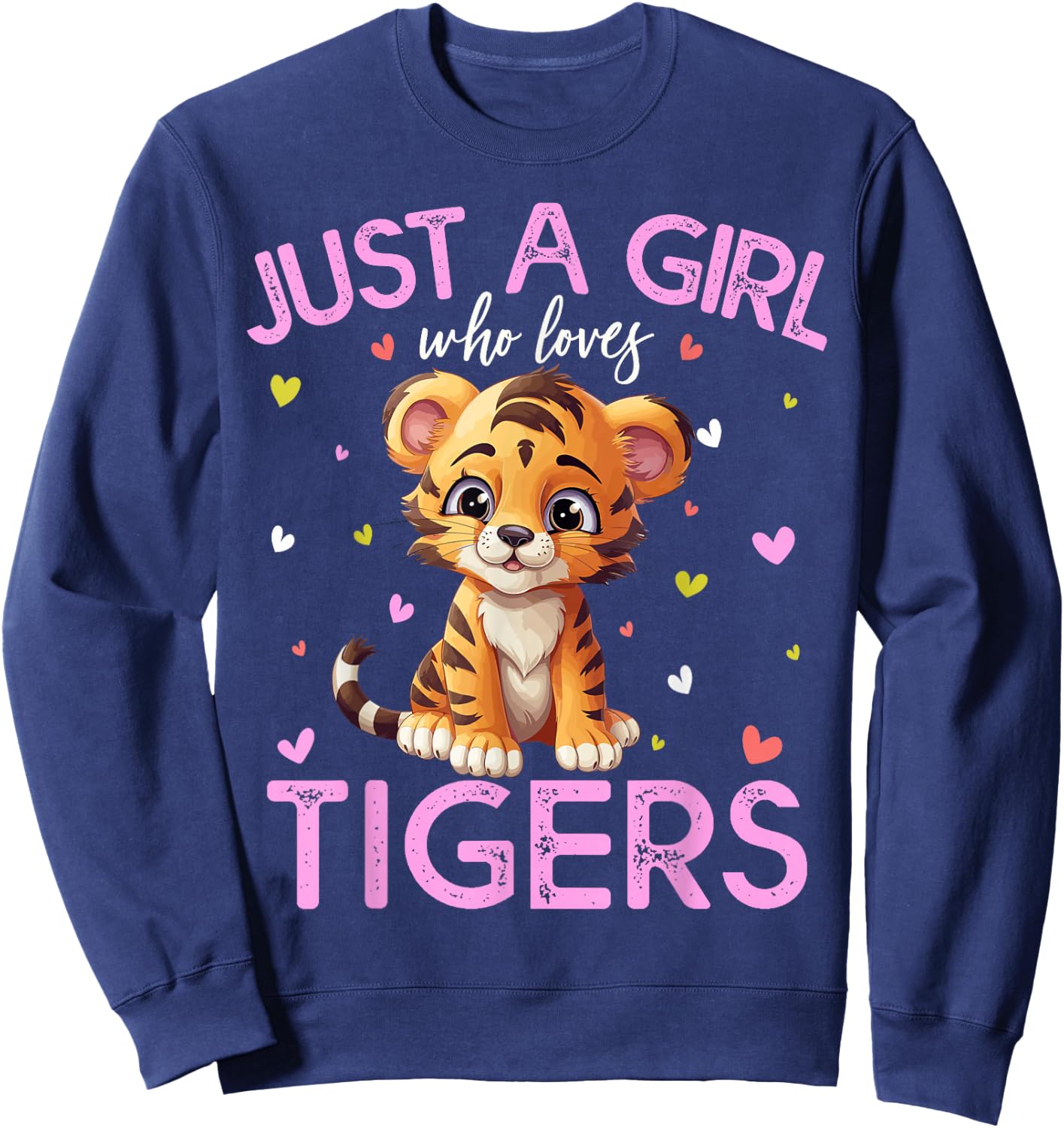 Just A Girl Who Loves Tigers Girls Sweatshirt - Sweatshirt | Navy