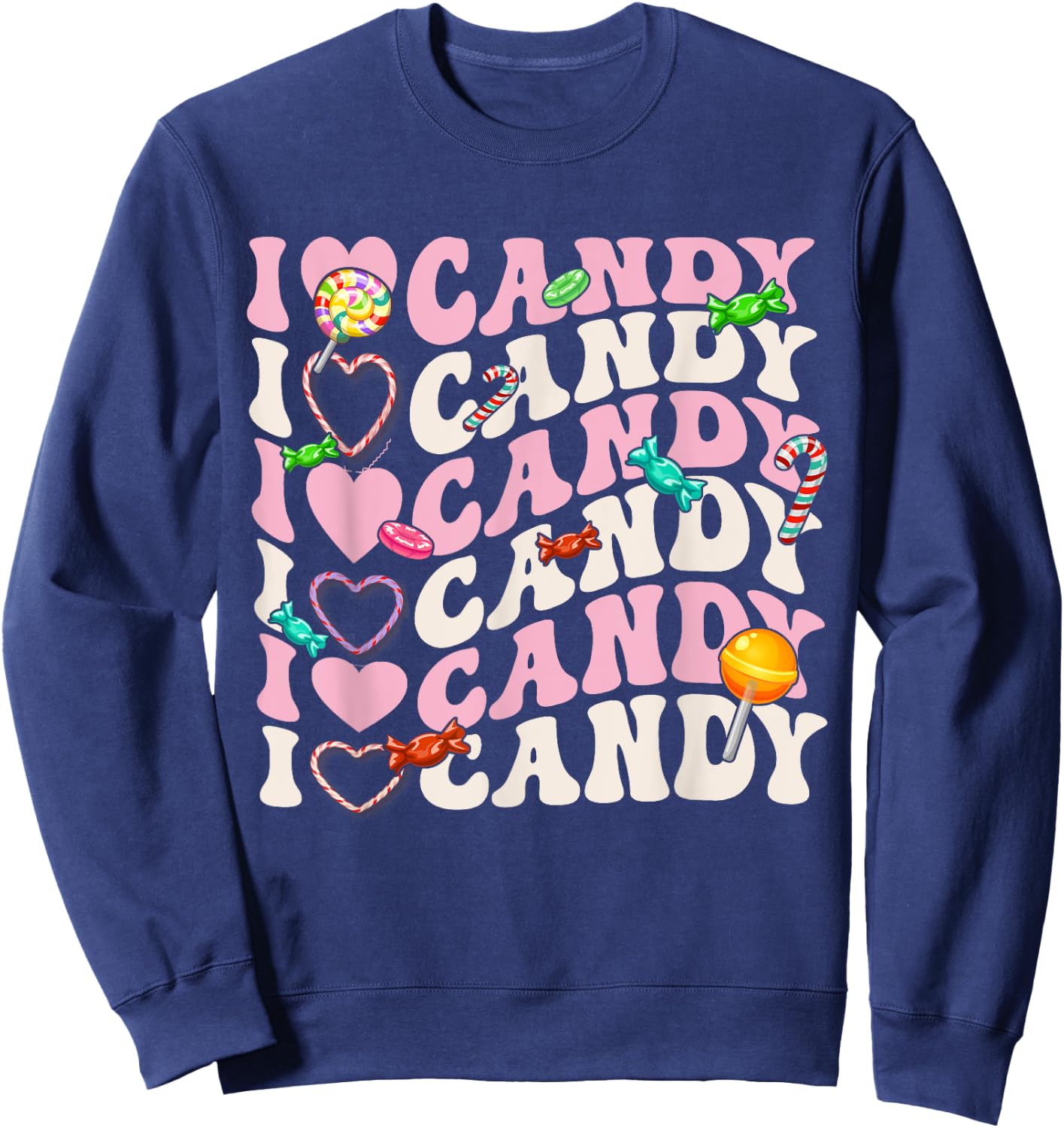I Love Candy Halloween Party Cute Trick or Treat Candyland Sweatshirt - Sweatshirt | Navy