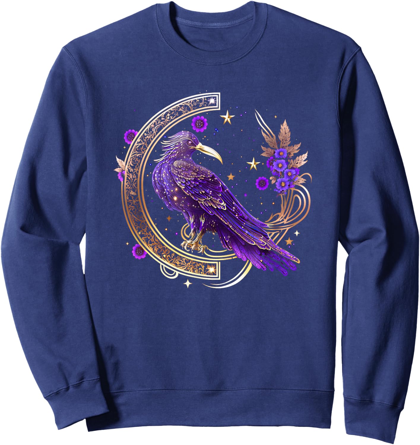 Mystical crow, raven birds, Nordic, Celtic, Wicca, Morrigan Sweatshirt - Sweatshirt | Navy