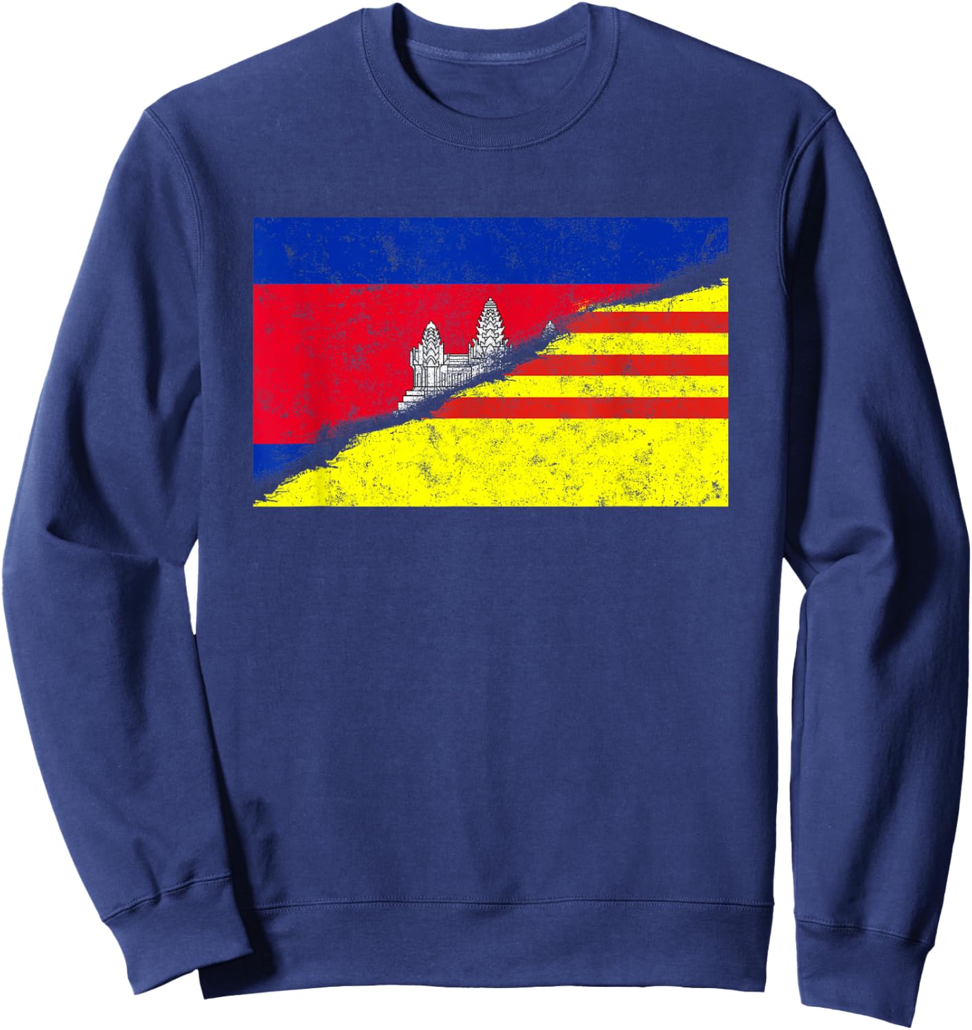 Cambodia Khmer Cambodian Vietnam Vietnamese Mixed DNA Flag Sweatshirt - Sweatshirt | Navy