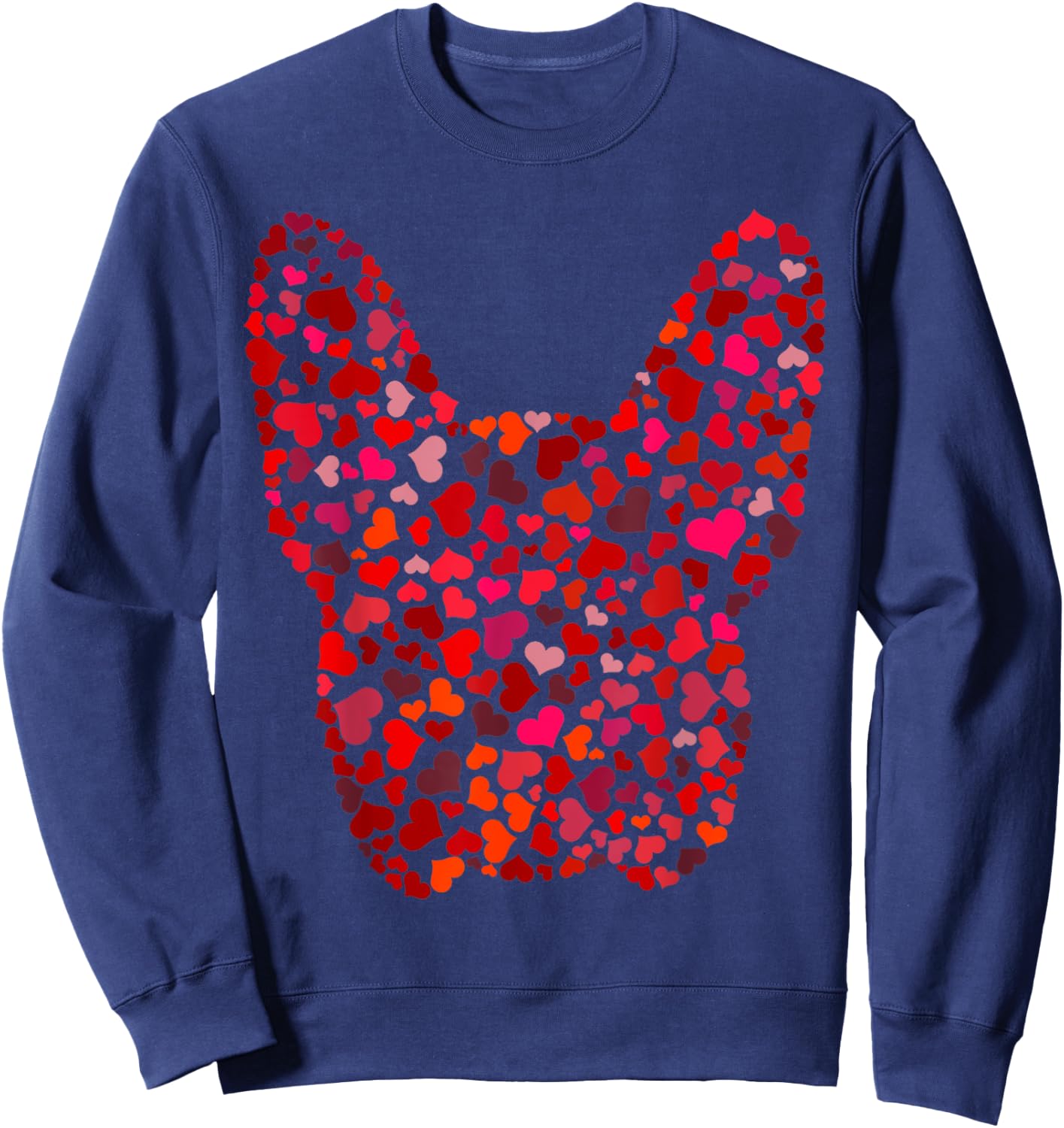 Red Hearts French Bulldog Valentines Day Dog Frenchie Mom Sweatshirt - Sweatshirt | Navy