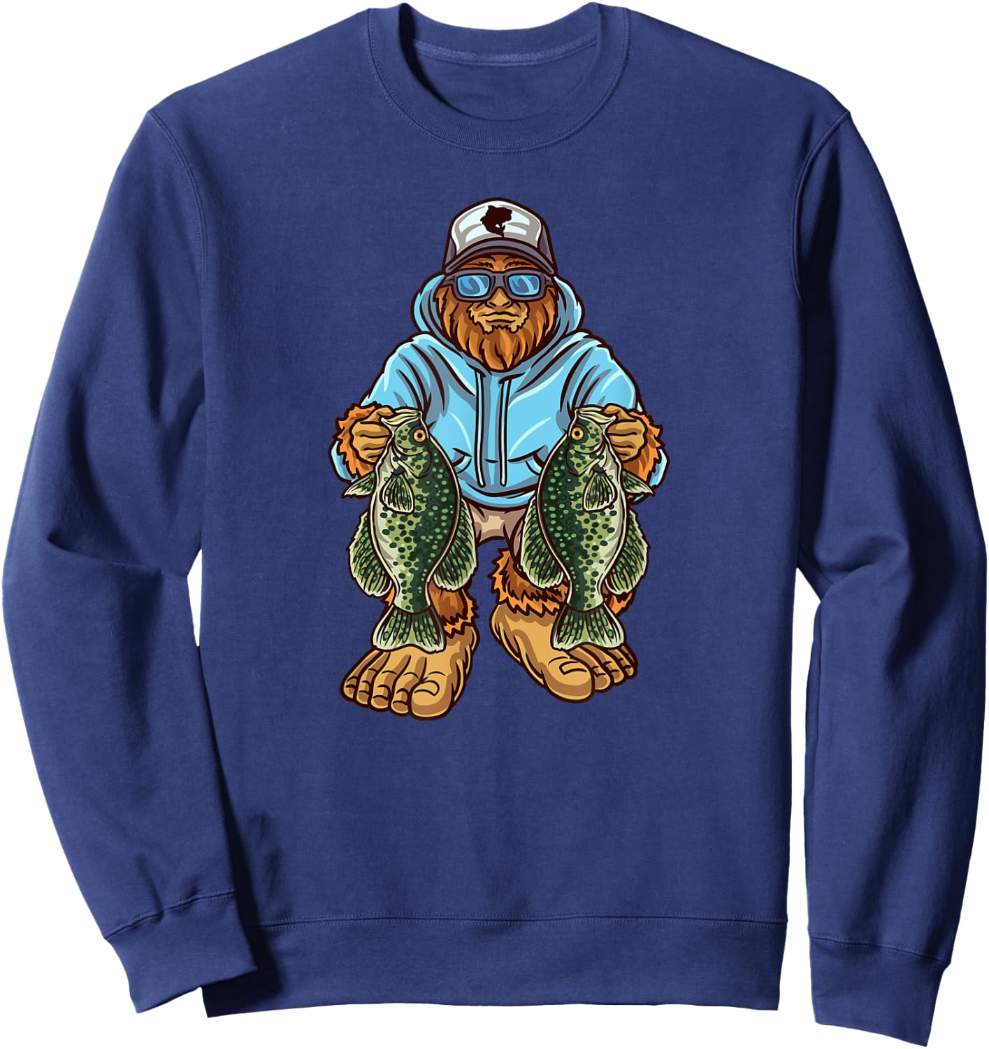 Crappie Fishing Bigfoot Panfishing Fishermen Sweatshirt - Sweatshirt | Navy