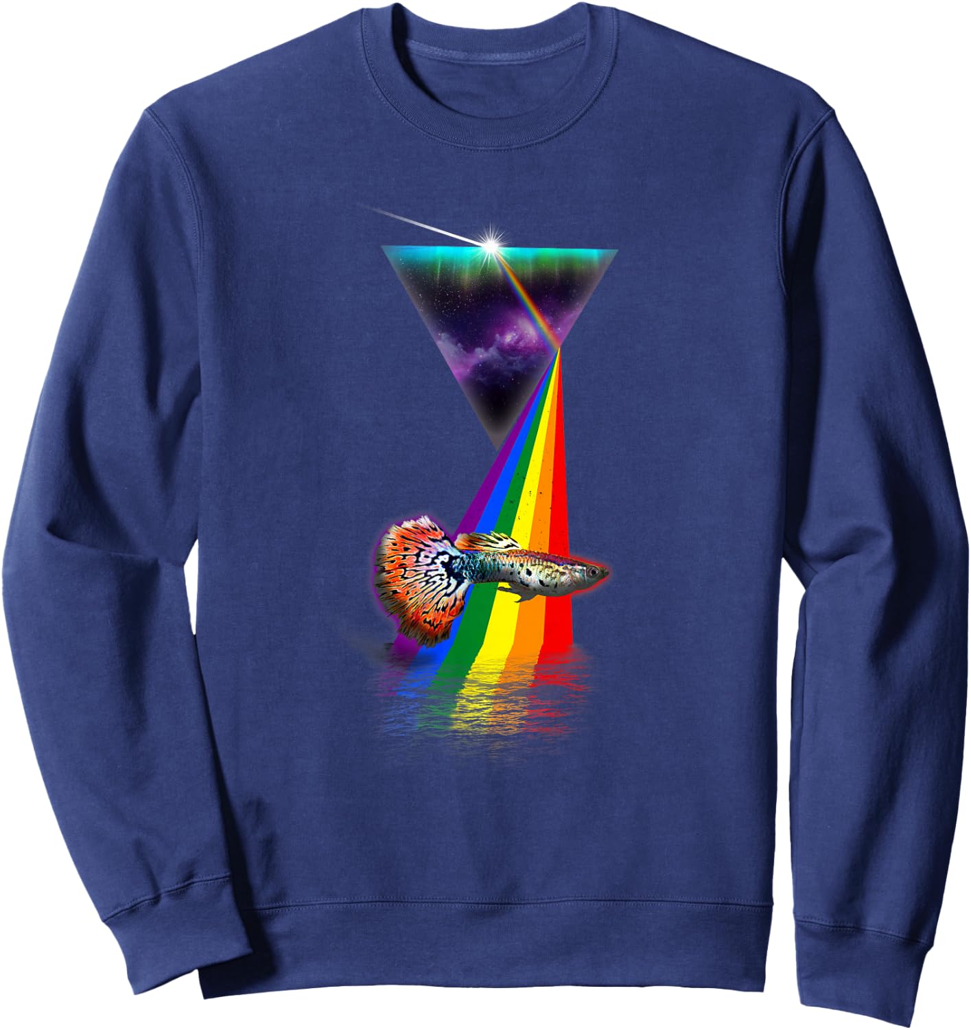 Vintage Retro Prism Guppy Sweatshirt - Sweatshirt | Navy