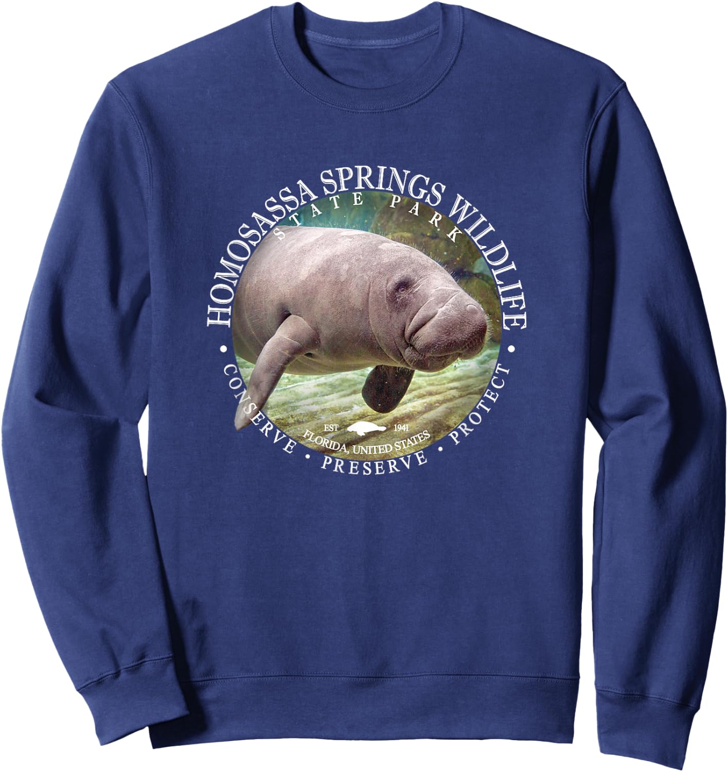 Homosassa Springs Wildlife State Park Manatee Sea Cow Sweatshirt - Sweatshirt | Navy