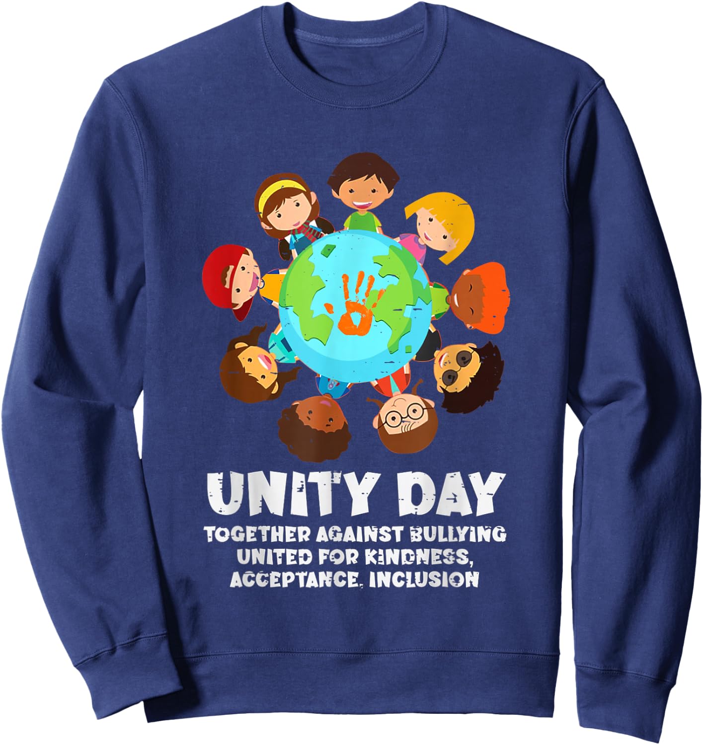 Together Against Bullying Orange Anti Bullying Unity Day Kid Sweatshirt - Sweatshirt | Navy