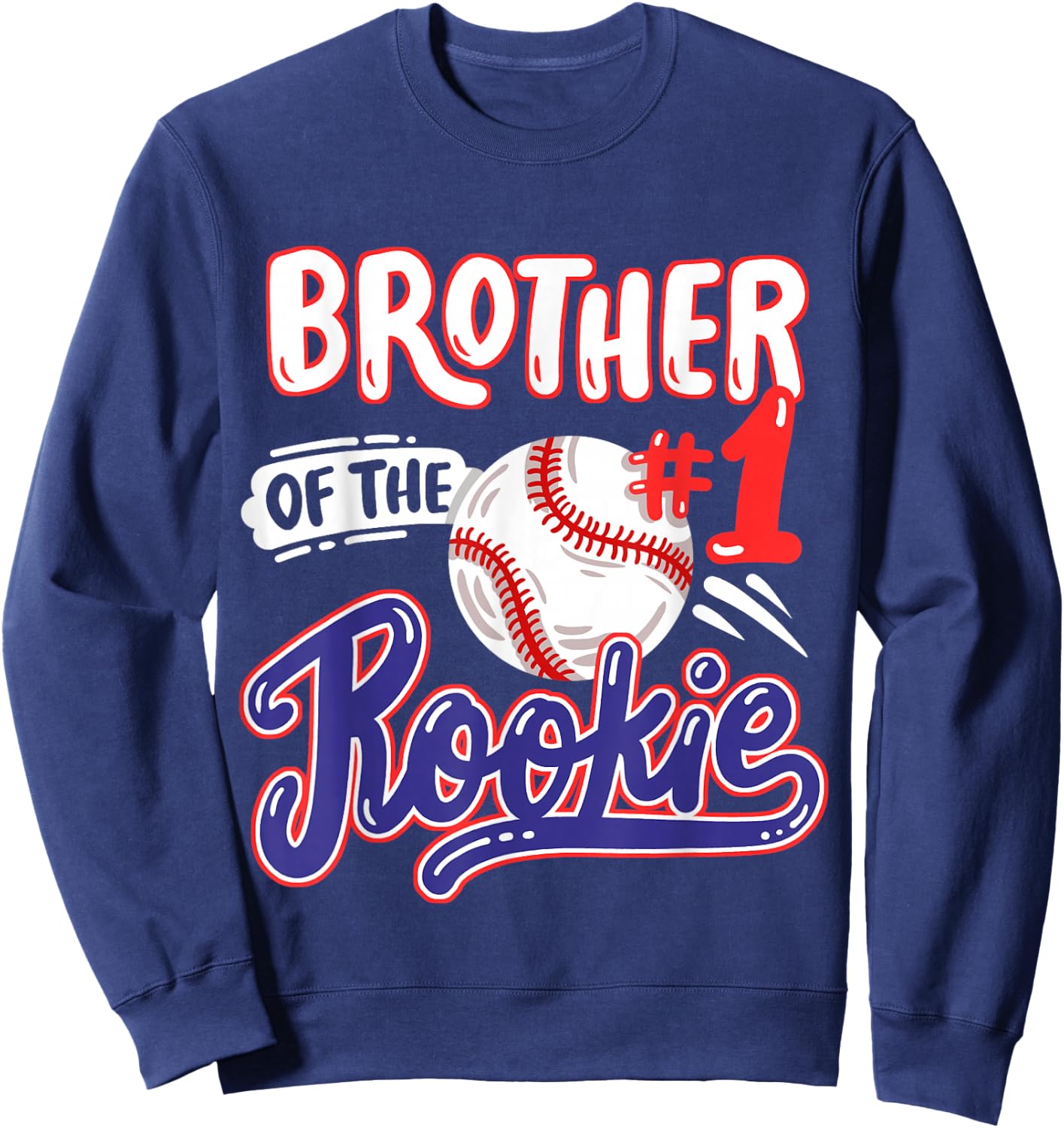 Brother of Rookie 1st Baseball Birthday Party Theme Matching Sweatshirt - Sweatshirt | Navy