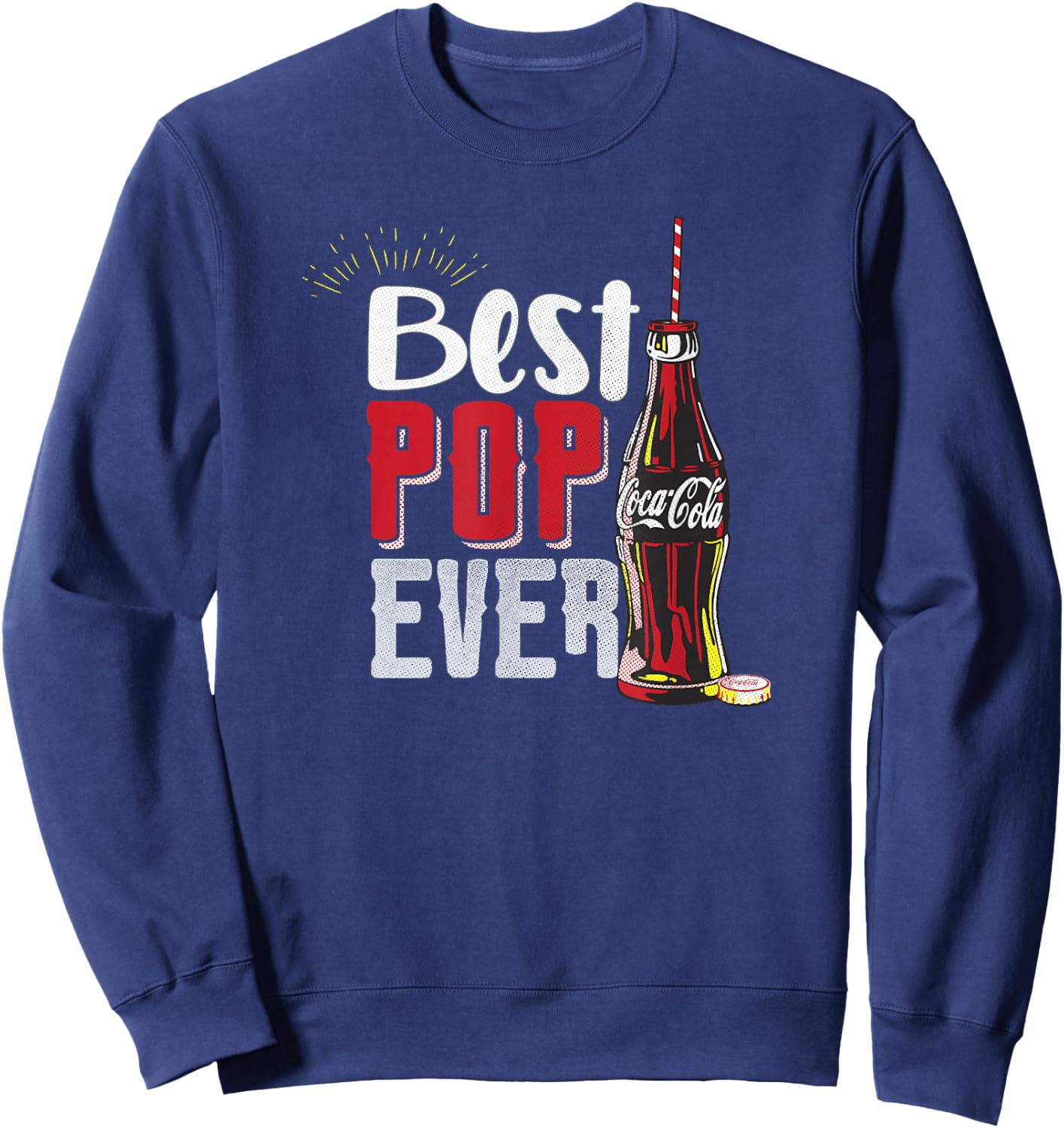 Coca-Cola Father's Day Best Pop Ever Coke Bottle and Straw Sweatshirt - Sweatshirt | Navy