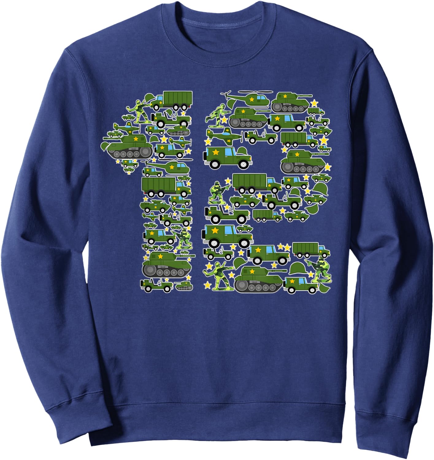 12th Birthday Shirt Boy Soldier 12 Year Old Military Themed Sweatshirt - Sweatshirt | Navy