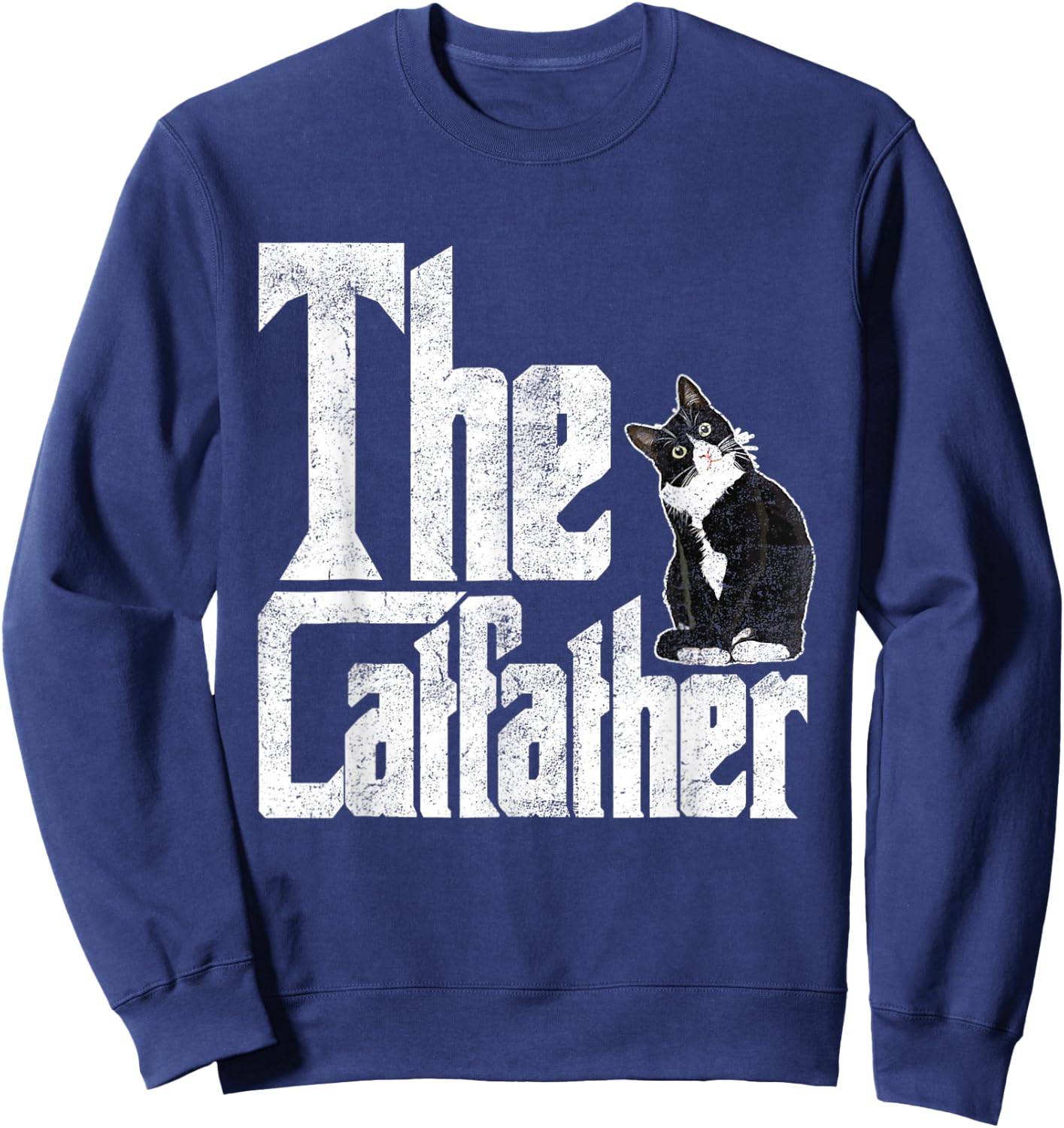 The Catfather Cat Father Mafia Funny Parody Fathers Day Sweatshirt - Sweatshirt | Navy