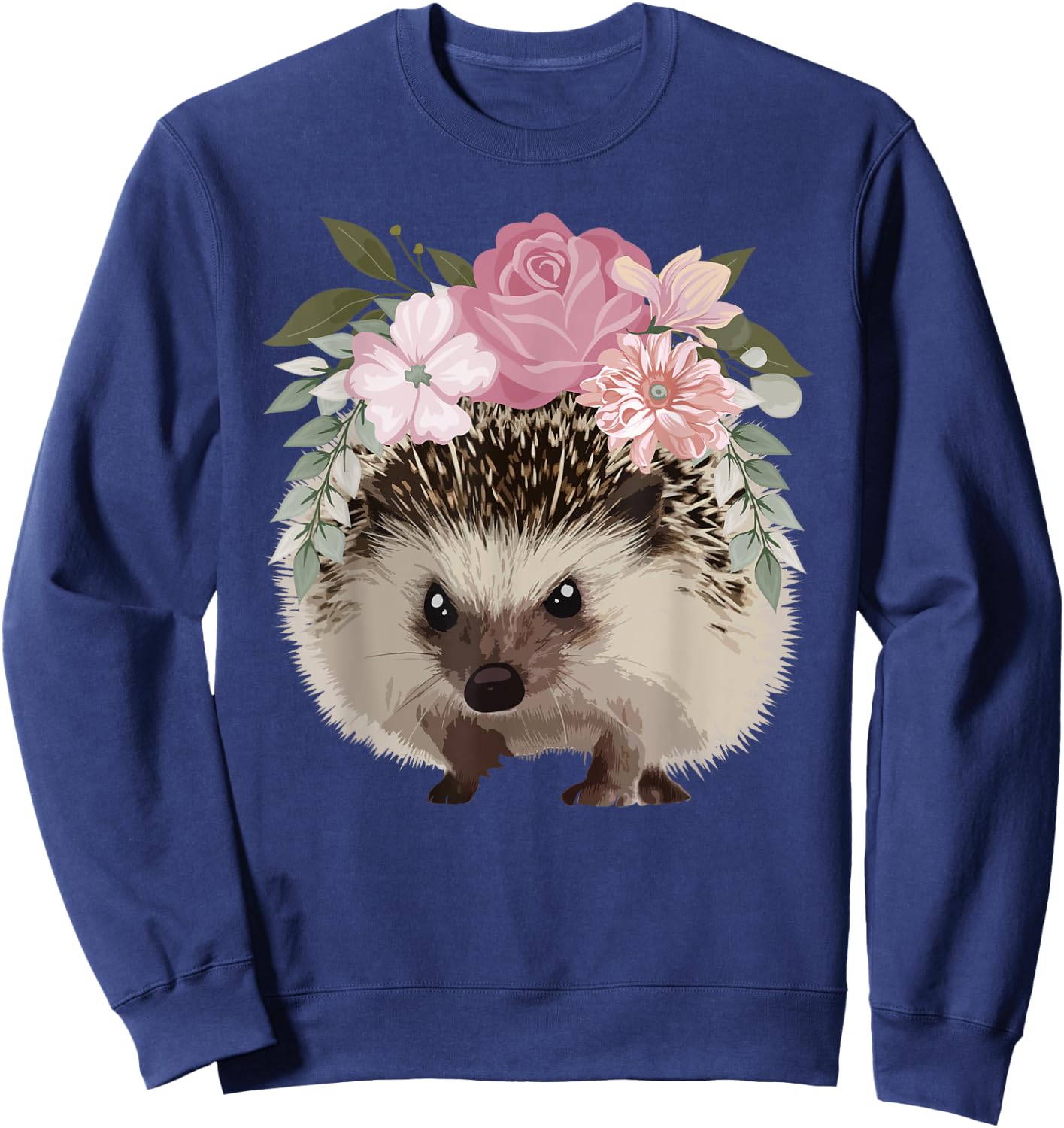 Cute Hedgehog Mom Flower Hedge Hog Lovers Floral Sweatshirt - Sweatshirt | Navy