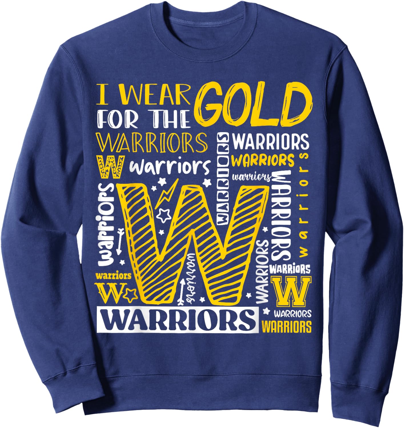 I Wear Gold For The Warriors Childhood Cancer Awareness Sweatshirt - Sweatshirt | Navy