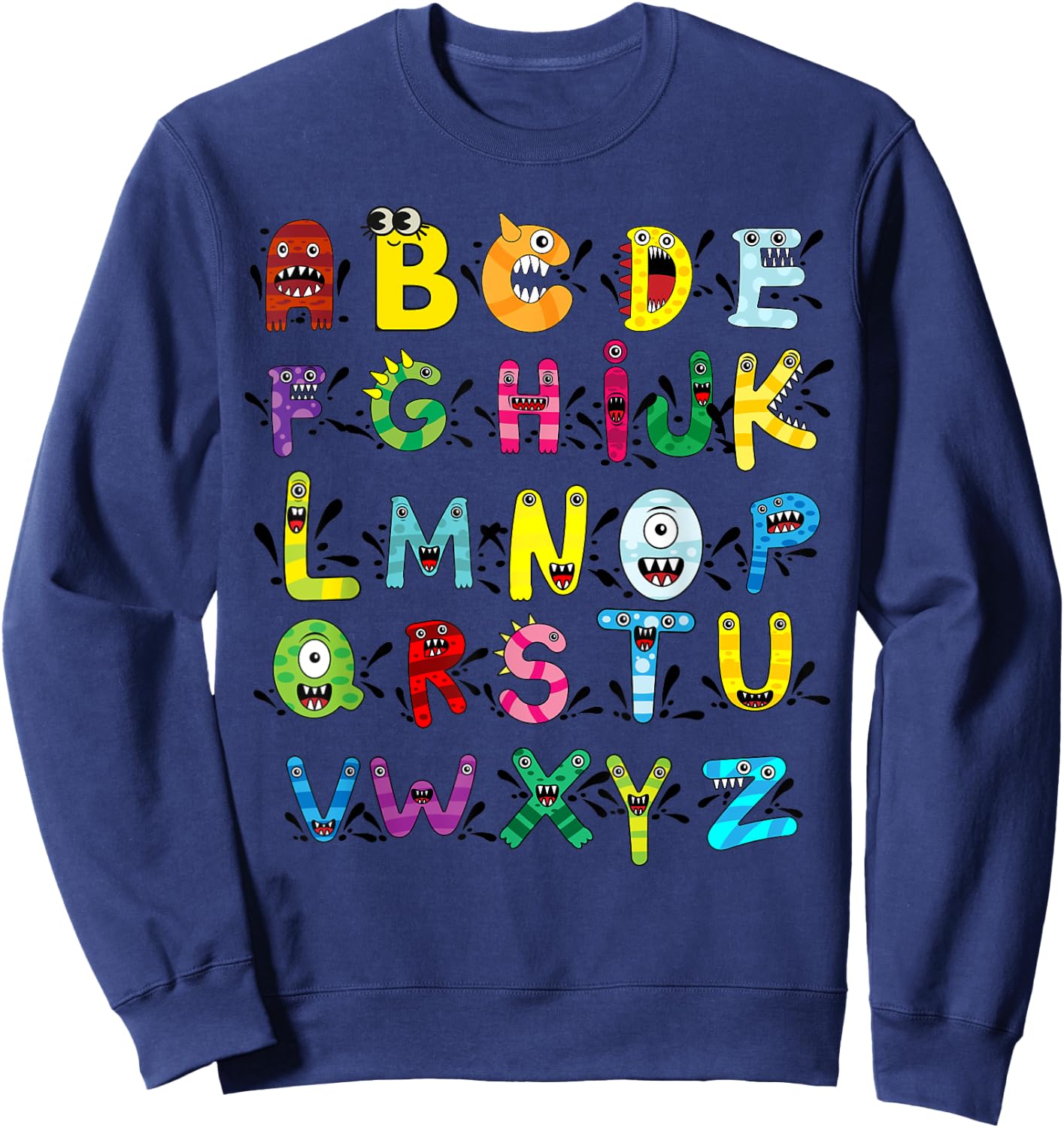 ABC Cute Monster Alphabet Halloween Teacher Costume Kids Sweatshirt - Sweatshirt | Navy