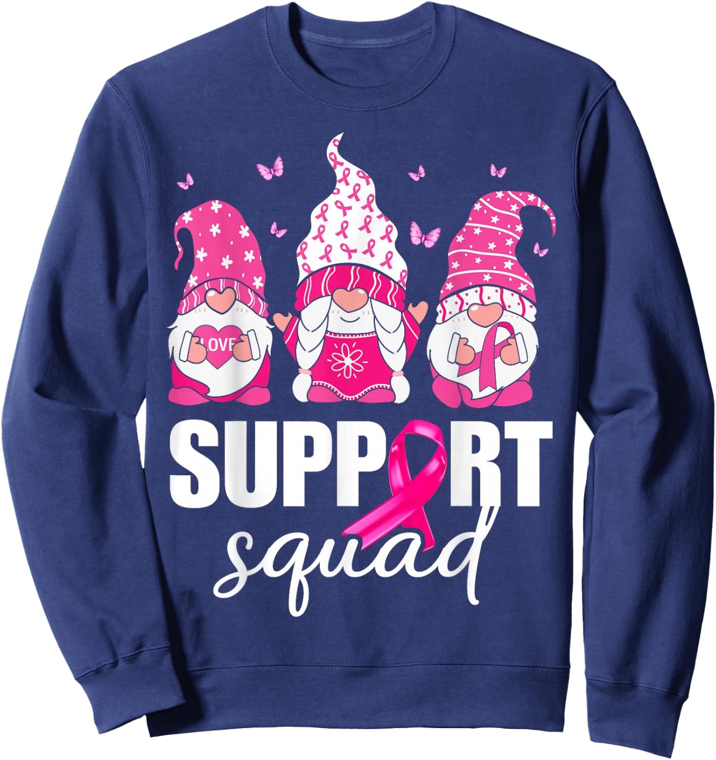 Breast Cancer Awareness Shirt Gnomes Support Squad Sweatshirt - Sweatshirt | Navy