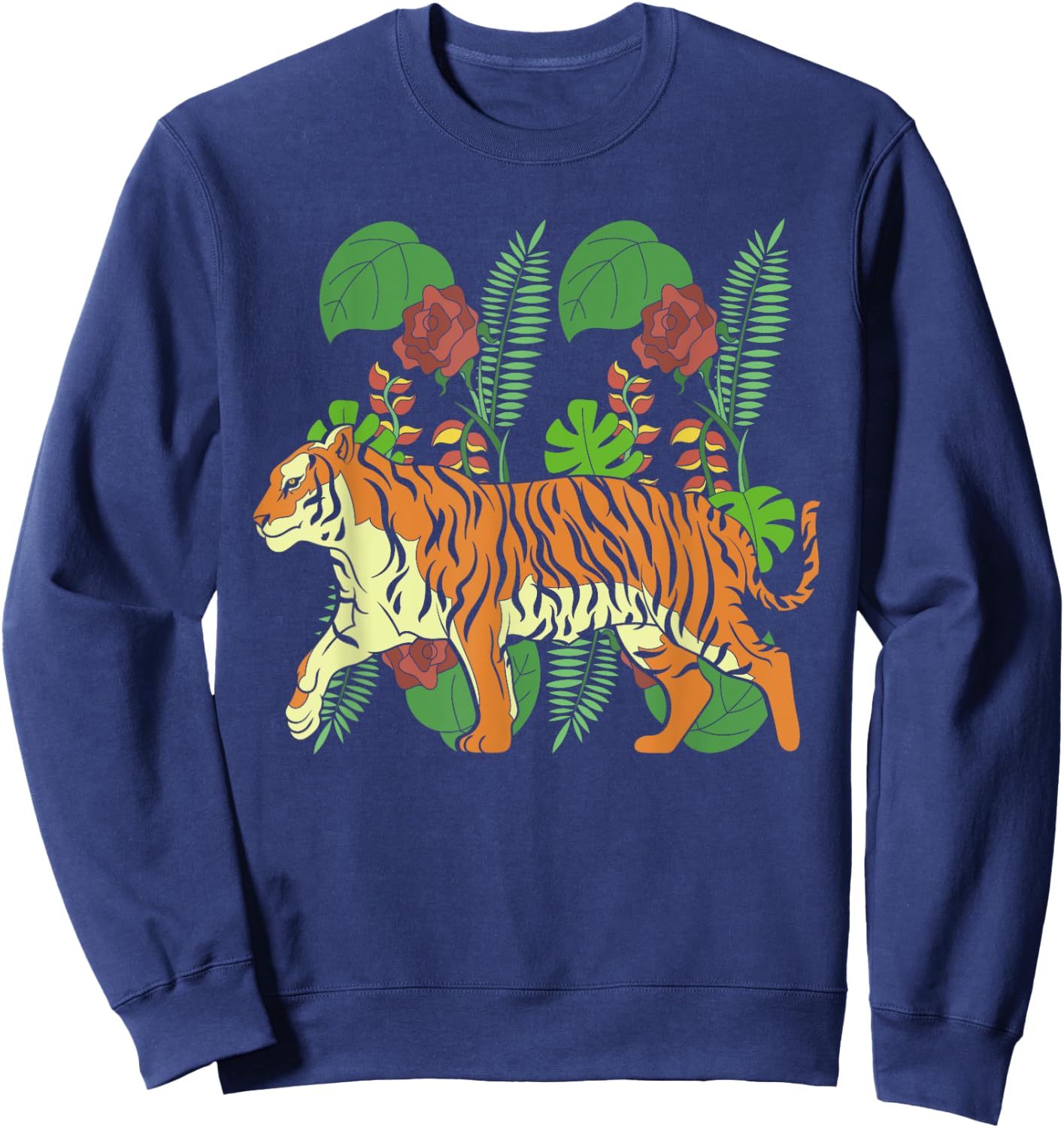 Tropical Jungle Animal Predator Wild Cat Asian Tiger Women Kids Sweatshirt - Sweatshirt | Navy