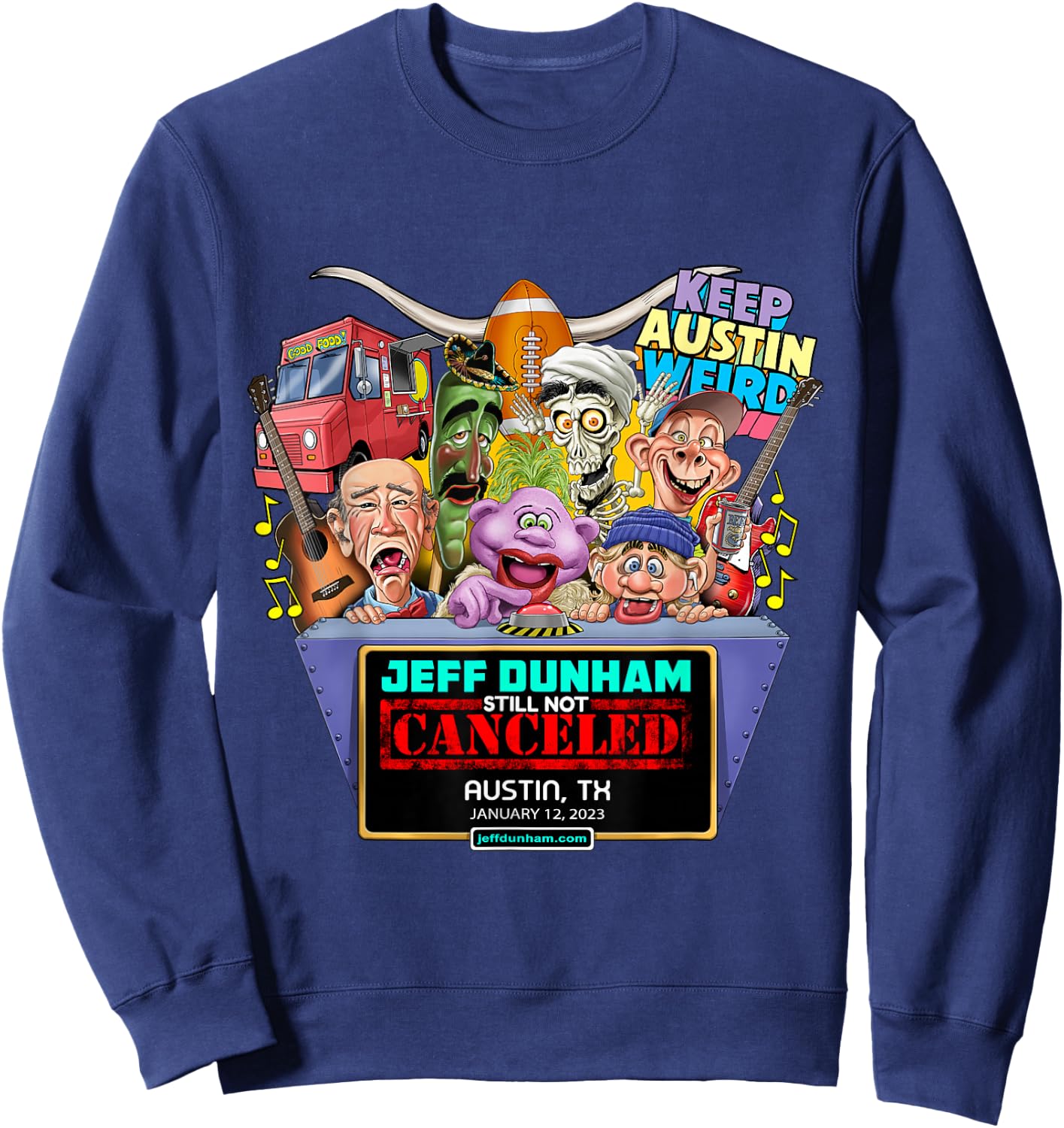 Jeff Dunham Austin, TX (2023) Sweatshirt - Sweatshirt | Navy