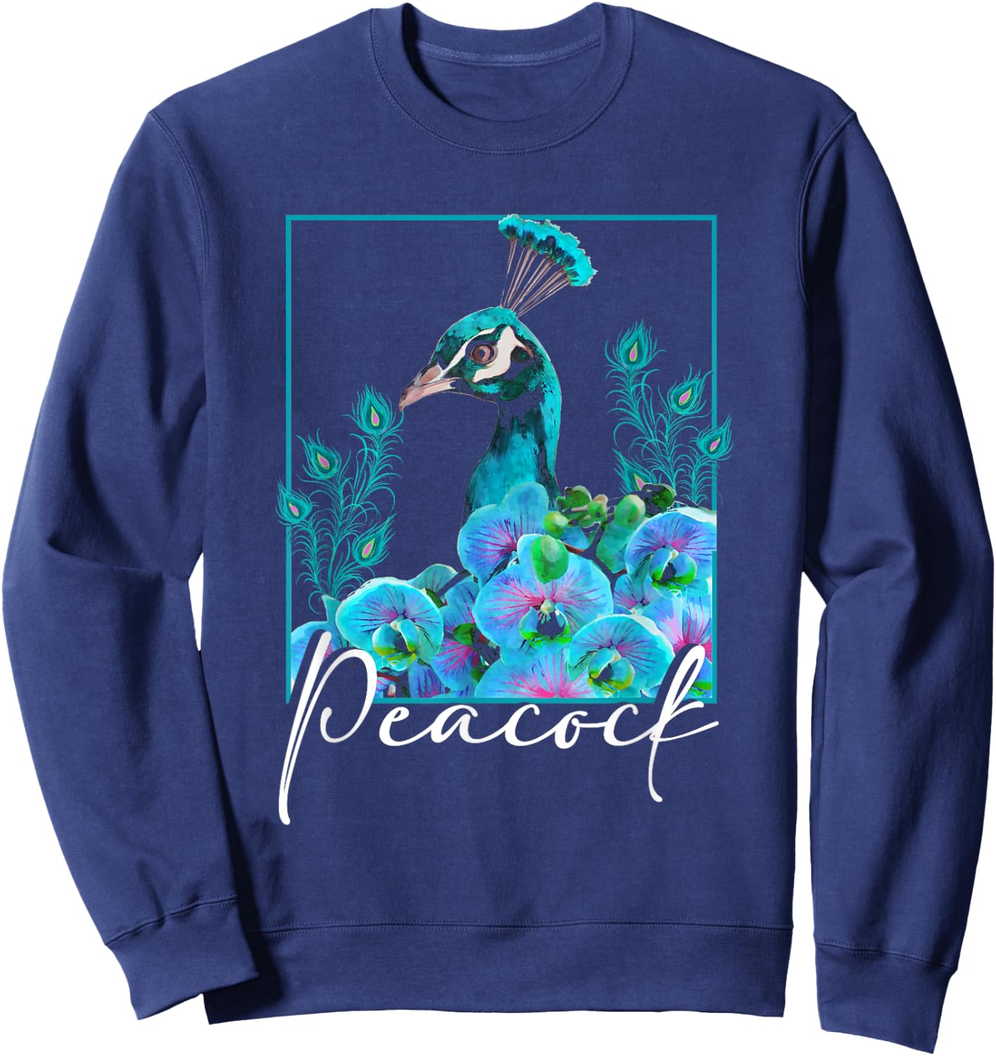 Beautiful Peacock | Bird Lover | Peacock Feathers Sweatshirt - Sweatshirt | Navy