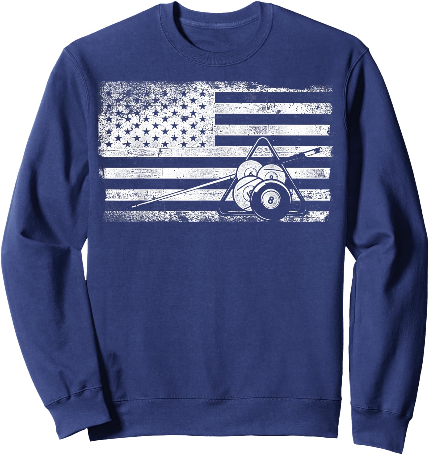 Billiards Pool Player Ball American Flag Vintage Sweatshirt - Sweatshirt | Navy