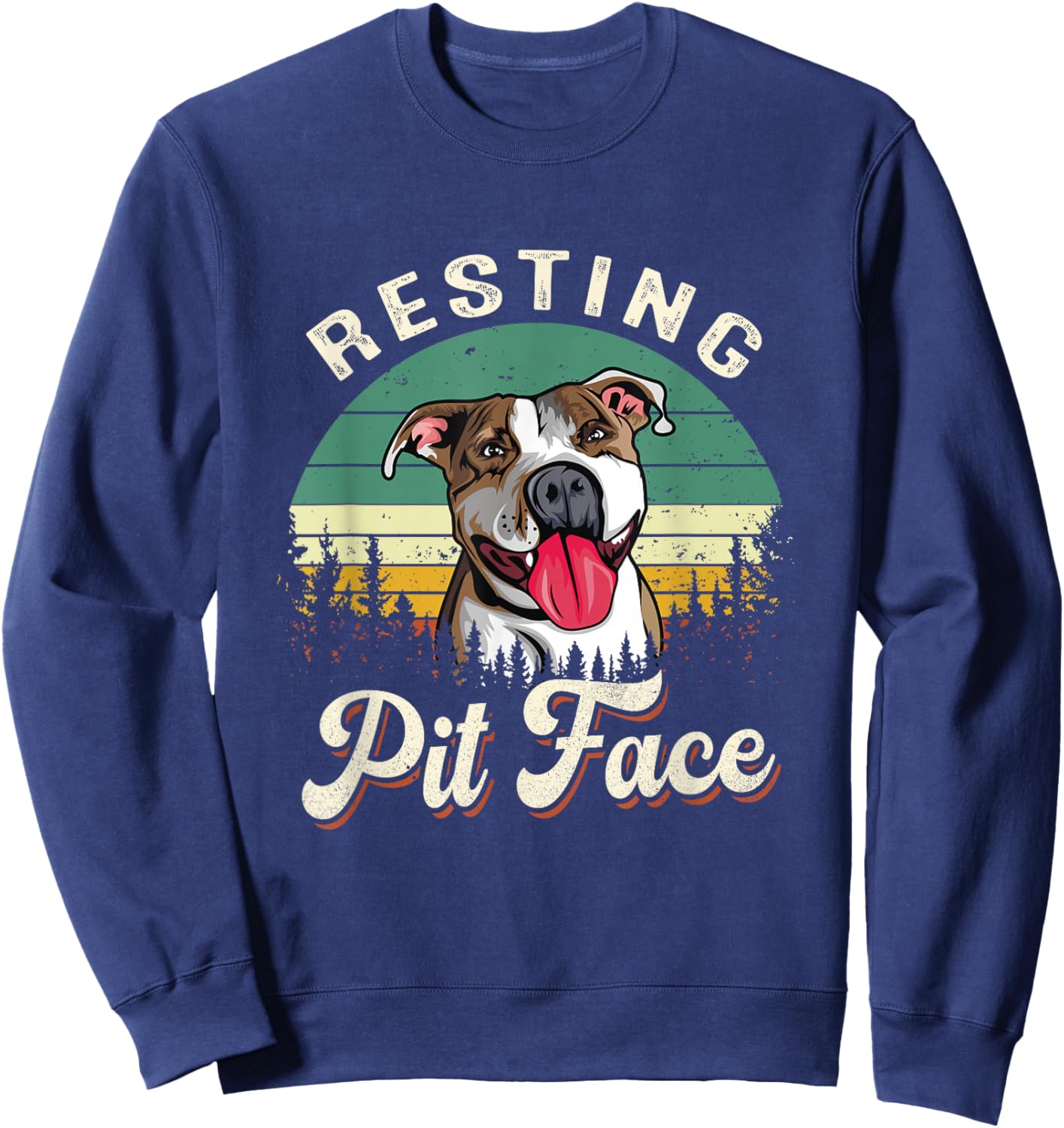 Vintage Pitbull Resting Pit Face - Funny Pitbull Lovers Sweatshirt - Sweatshirt | Navy