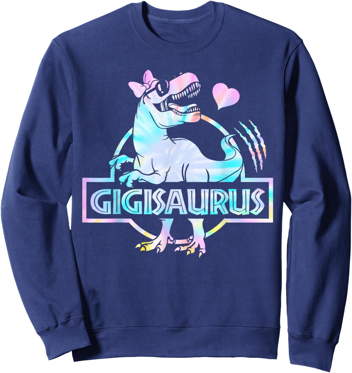 Gigisaurus T Rex Dinosaur Gigi Saurus Family Matching Women Sweatshirt - Sweatshirt | Navy