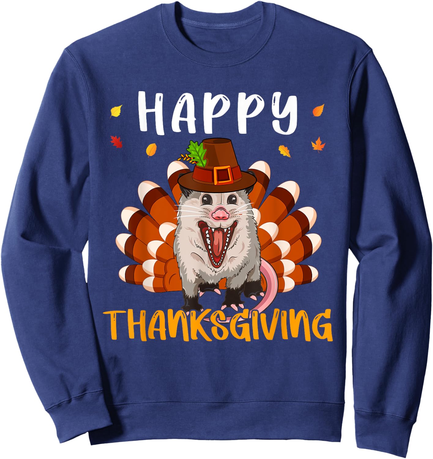 Thanksgiving Possum As Turkey Matching Kid Toddler Family Sweatshirt - Sweatshirt | Navy