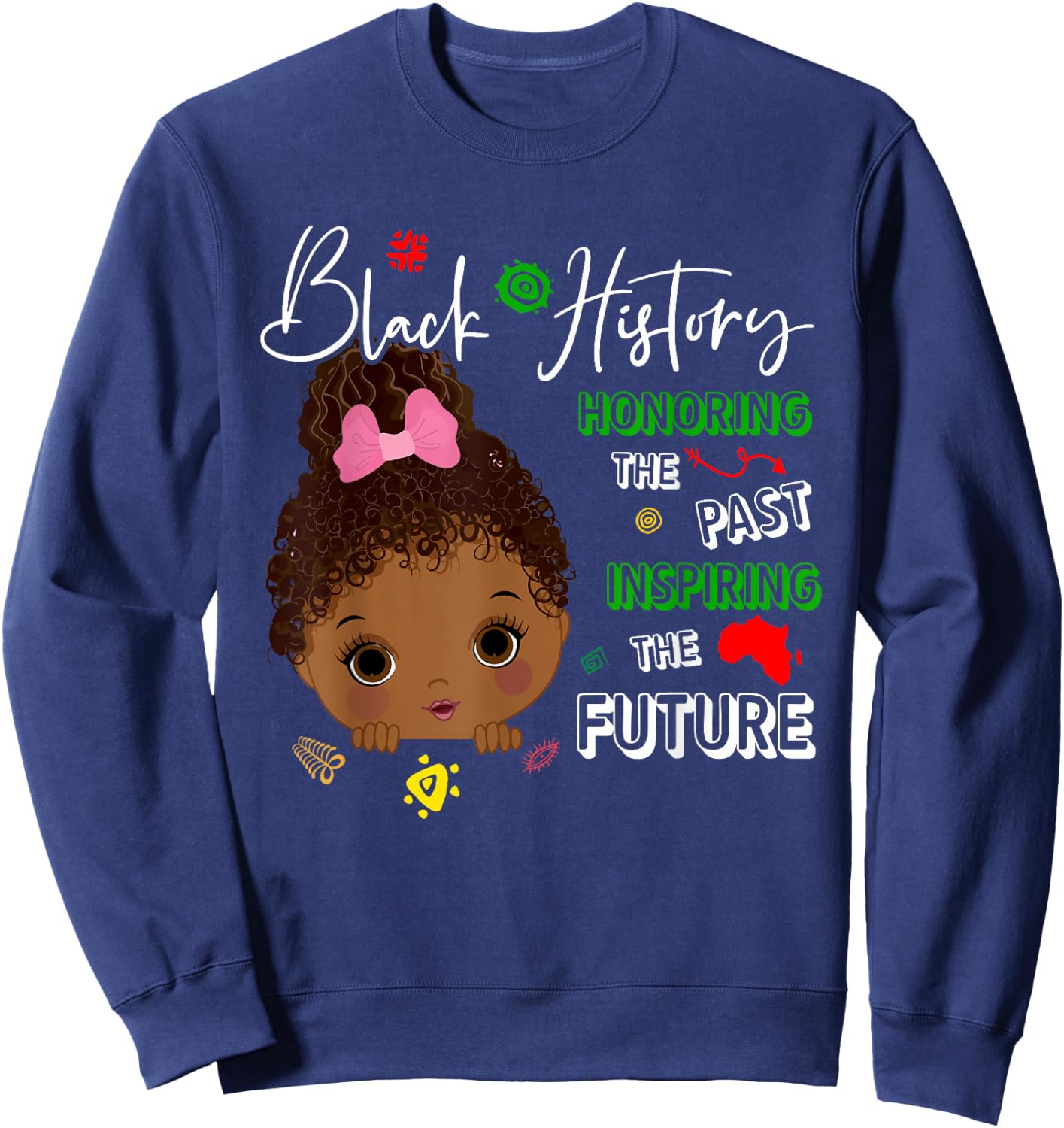 Honoring Past Black History African American Kids Girl Sweatshirt - Sweatshirt | Navy