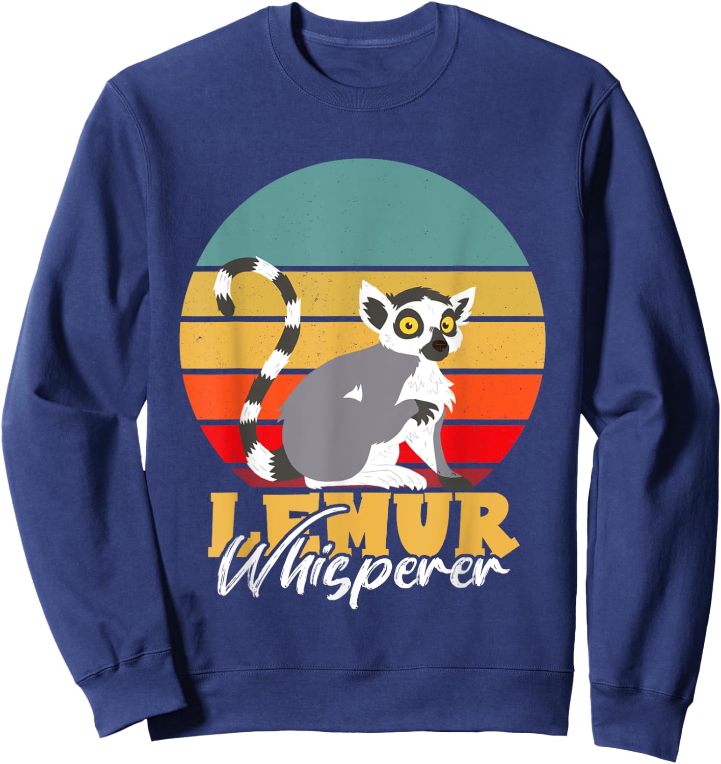 Retro Lemur Whisperer Madagascar Animal Cute Lemur Monkey Sweatshirt - Sweatshirt | Navy
