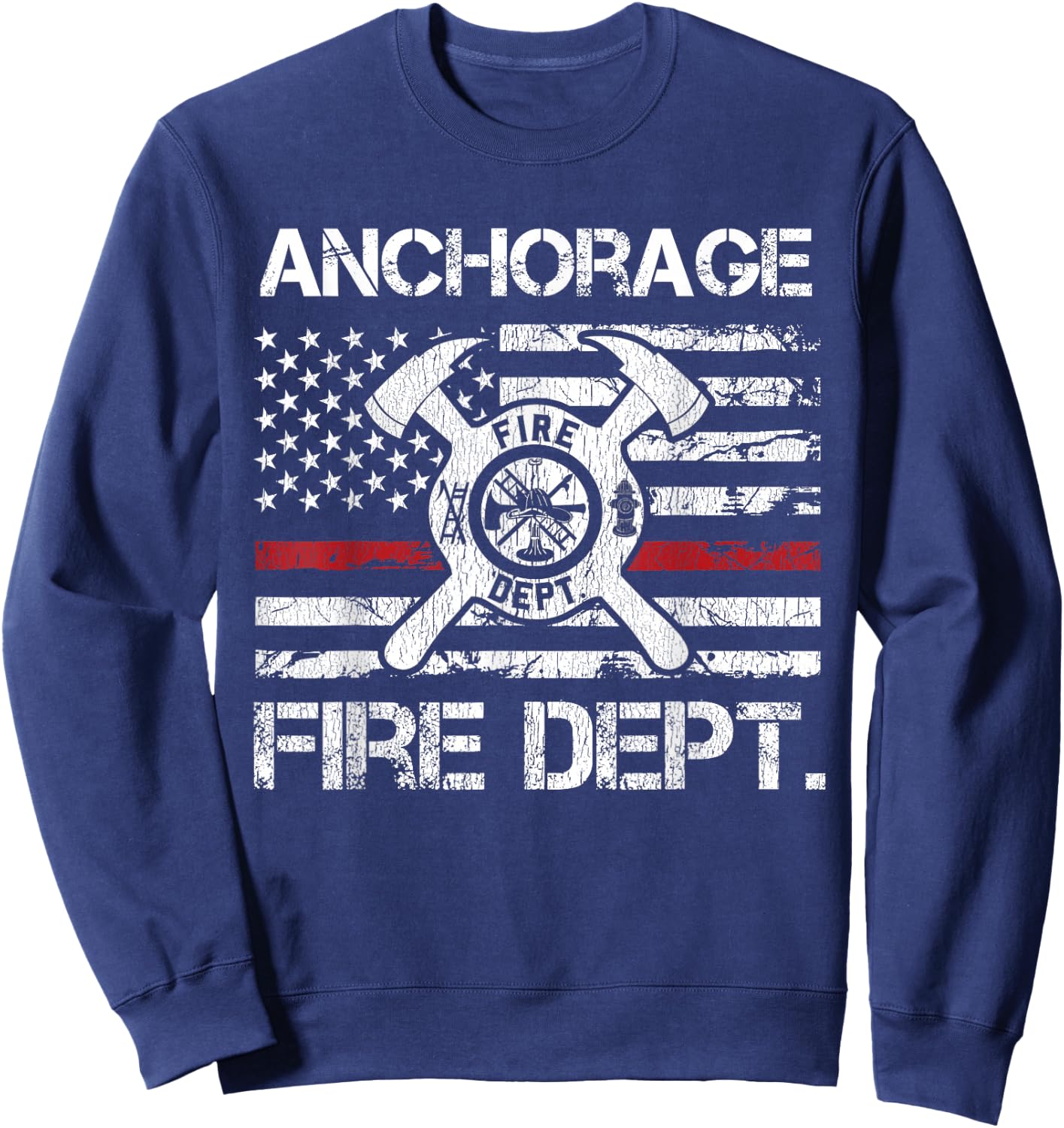 Anchorage Alaska Fire Department Thin Red Line Logo Sweatshirt - Sweatshirt | Navy