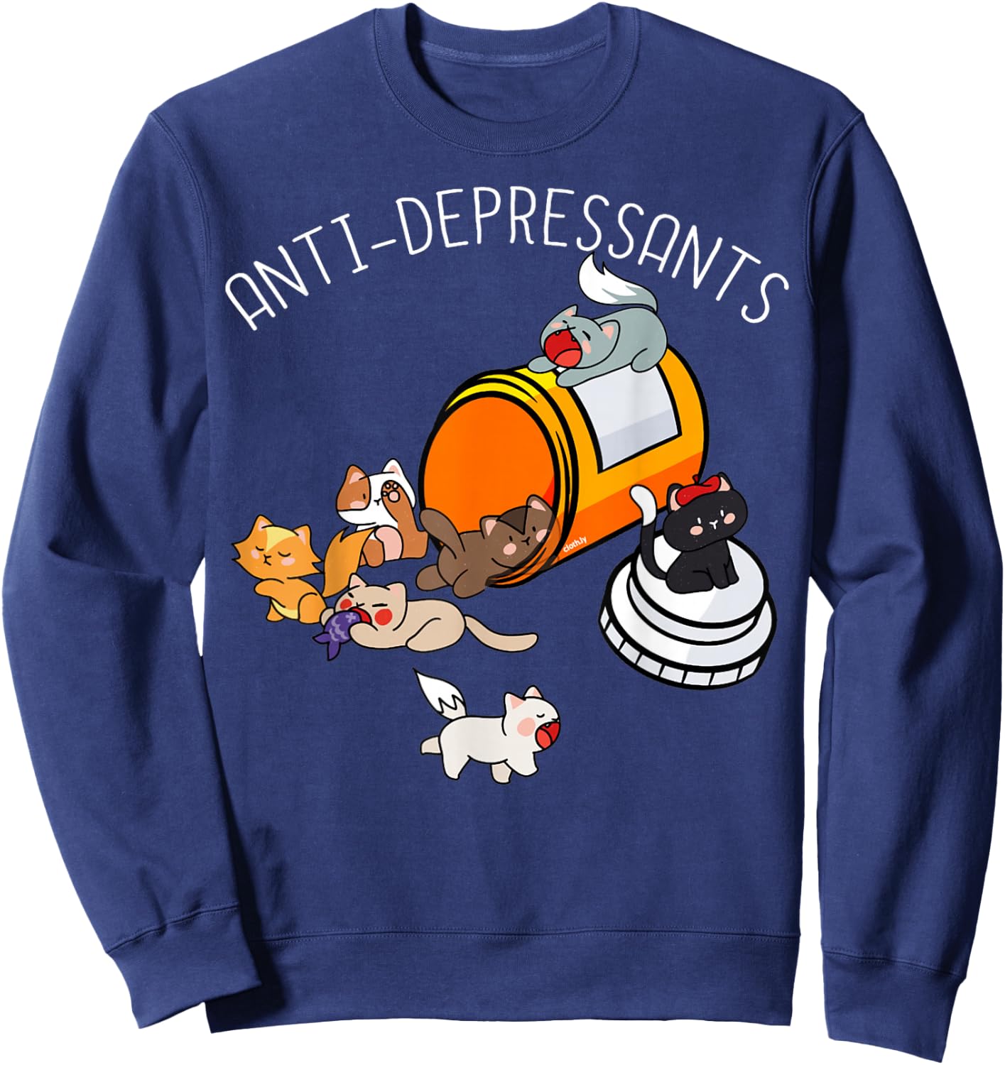 Medicine For Happiness Kittens Antidepressants Cats Costume Sweatshirt - Sweatshirt | Navy