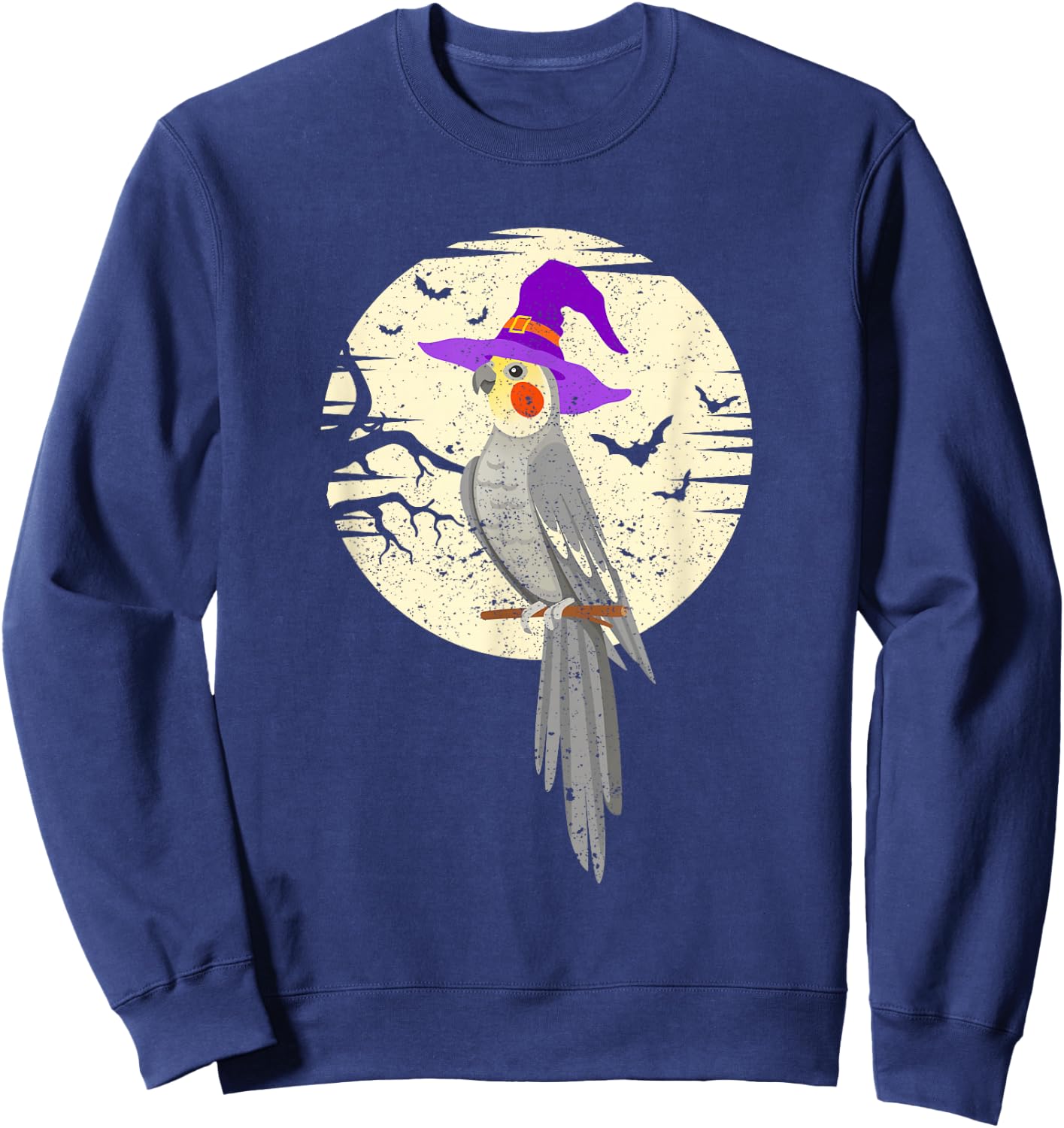 Cockatiel Bird Witch Hat Funny Halloween Animal Lover Scary Sweatshirt - Sweatshirt | Navy