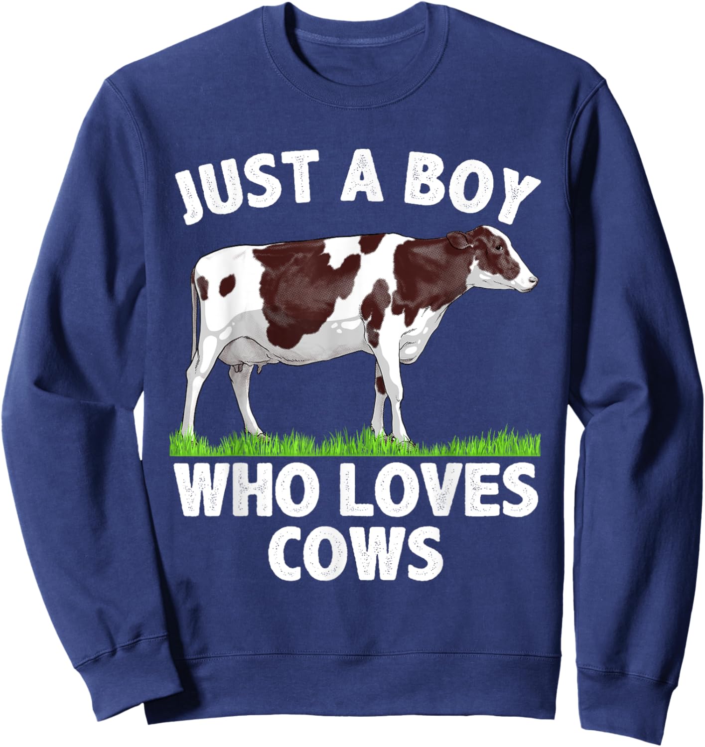 Funny Cow Design Boys Cow Farmer Livestock Animal Sweatshirt - Sweatshirt | Navy