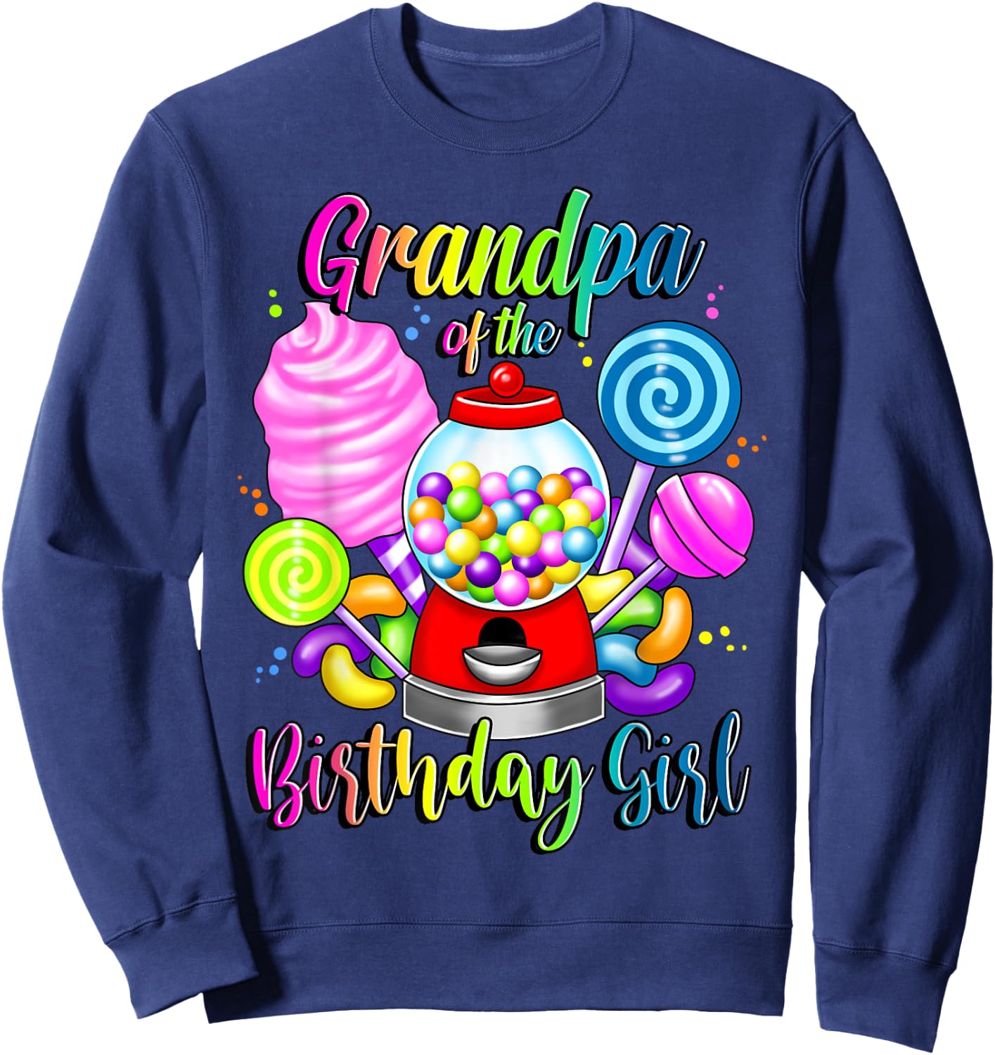 Candy Machine Grandpa of the Birthday Girl Sweet Matching Sweatshirt - Sweatshirt | Navy