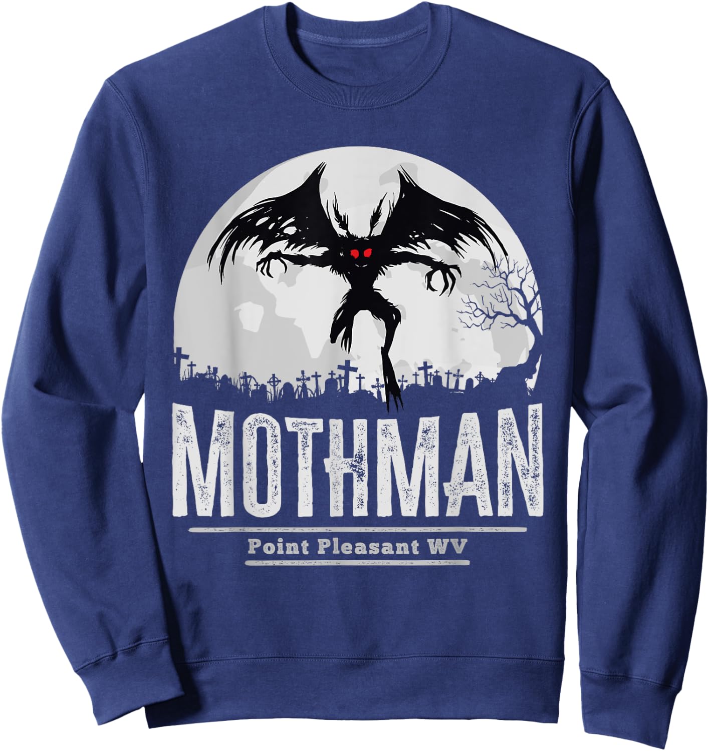 Mothman Cryptid Point Pleasant cryptozoology Halloween Sweatshirt - Sweatshirt | Navy