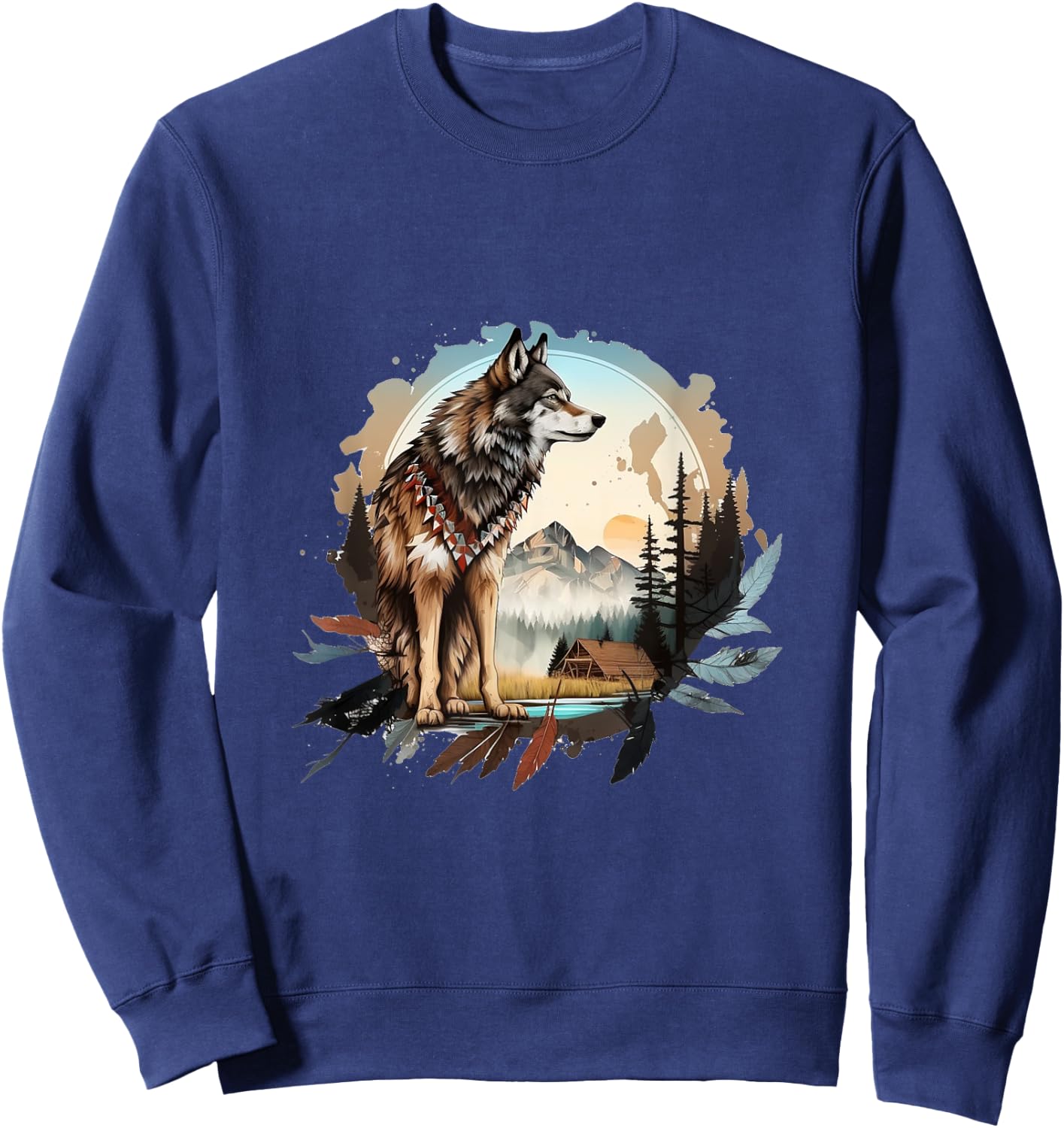 The Mountain Native Wolf Spirit Sweatshirt - Sweatshirt | Navy