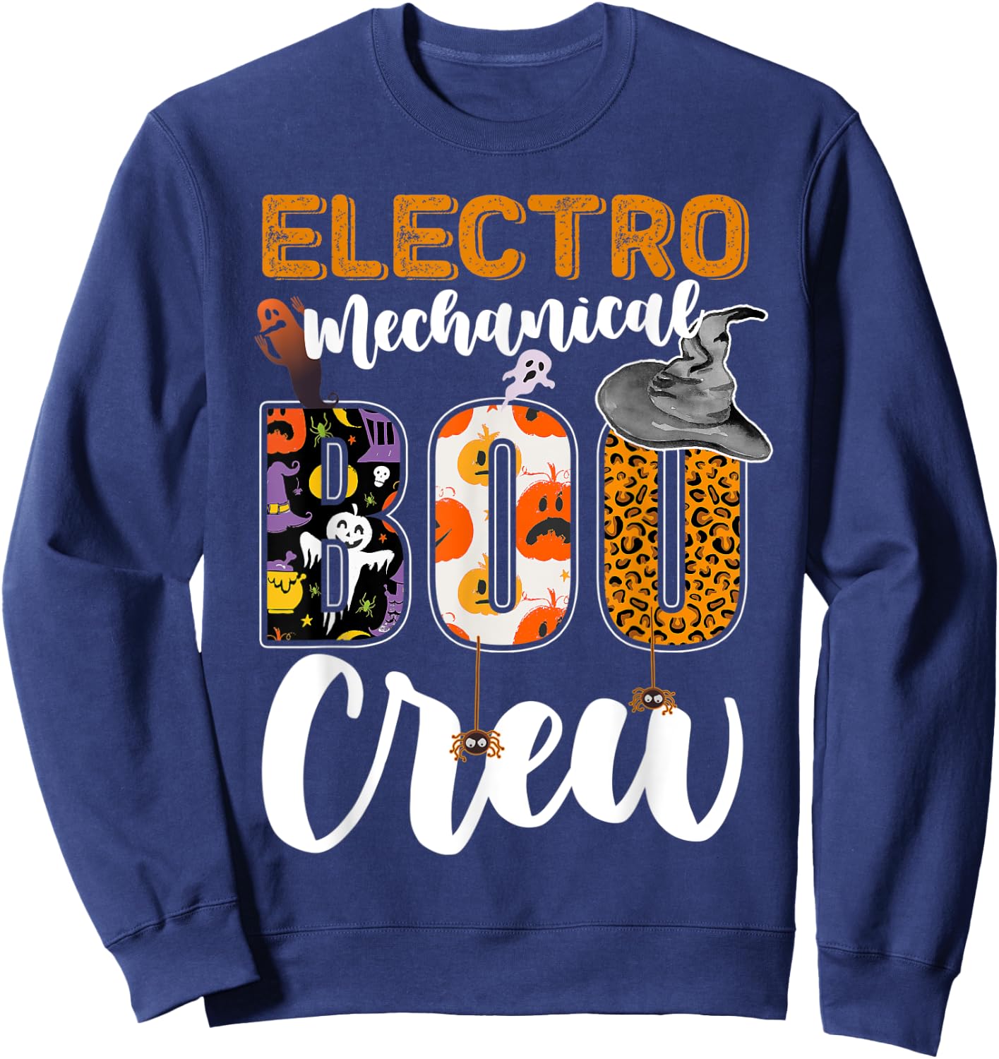 Electro-mechanical Boo Crew Halloween Matching Tech Sweatshirt - Sweatshirt | Navy