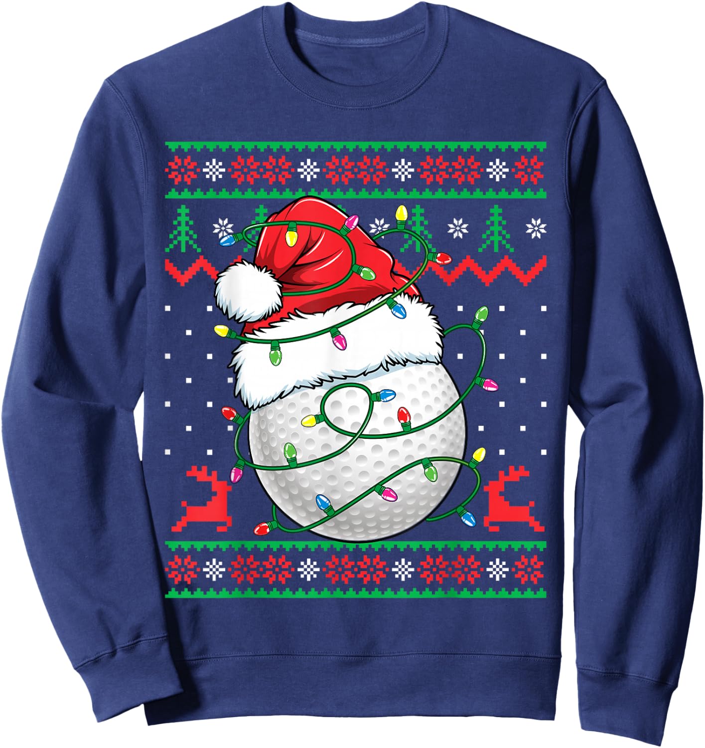 Funny Golf Ugly Christmas Sweater Golfing Sweatshirt - Sweatshirt | Navy