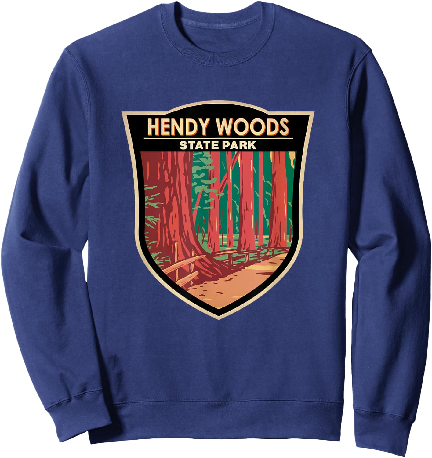 Hendy Woods State Park California Badge Vintage Sweatshirt - Sweatshirt | Navy
