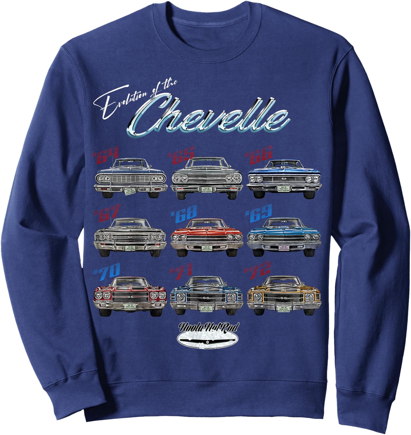 Evolution of the Chevelle SS Hotrod Muscle Car SS454 SS427 Sweatshirt - Sweatshirt | Navy