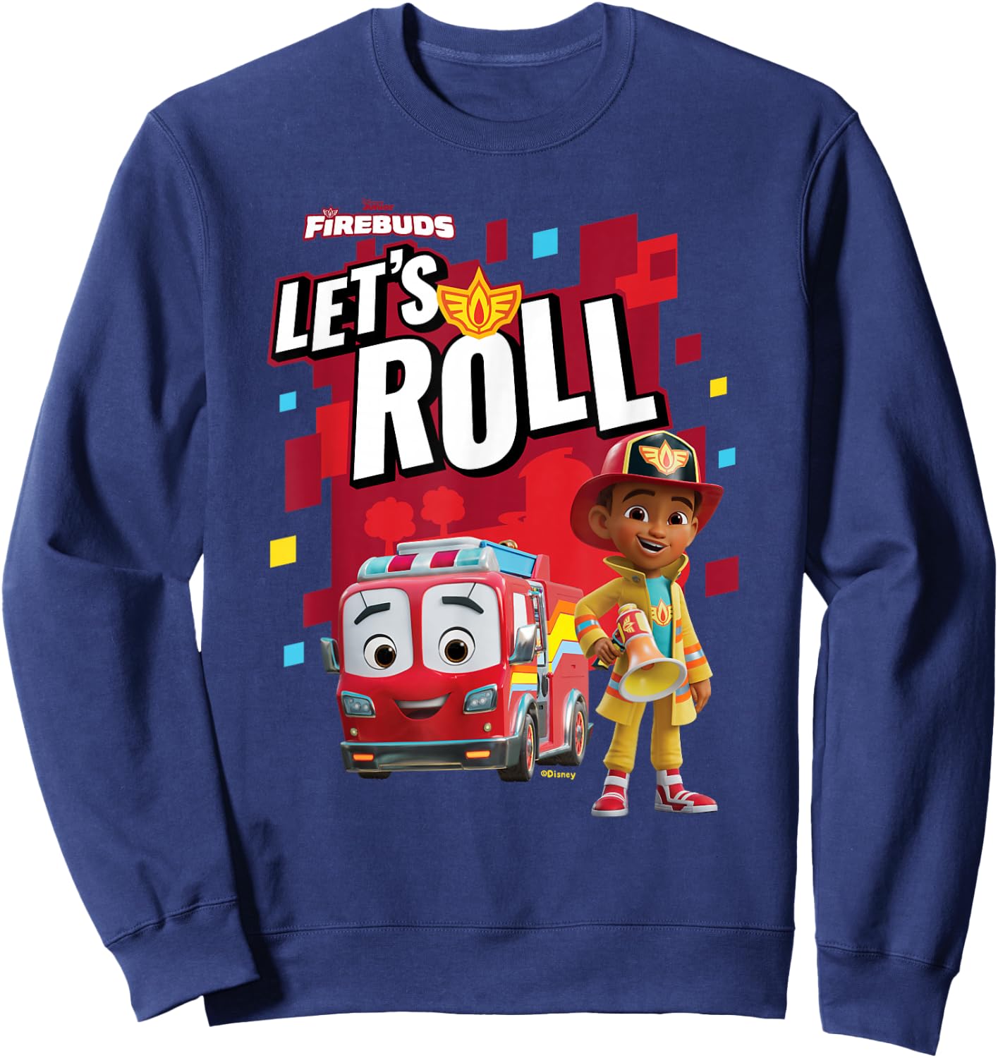 Disney Junior Firebuds Bo and Flash Fire Truck Let’s Roll Sweatshirt - Sweatshirt | Navy