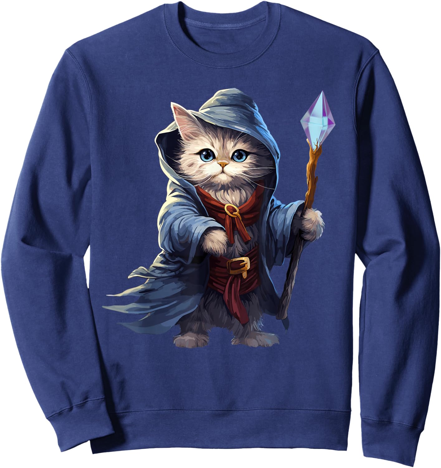 Wizard Cat, Funny Cat Wizard Sweatshirt - Sweatshirt | Navy