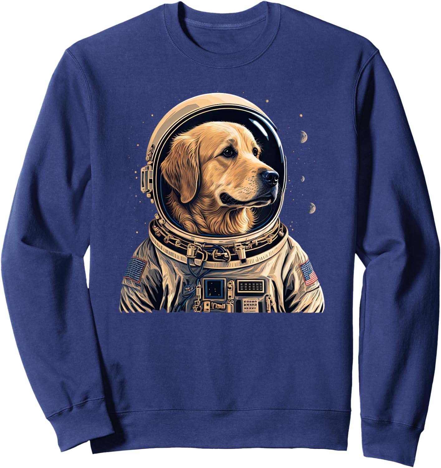 Funny Golden Retriever Astronaut in the space Sweatshirt - Sweatshirt | Navy