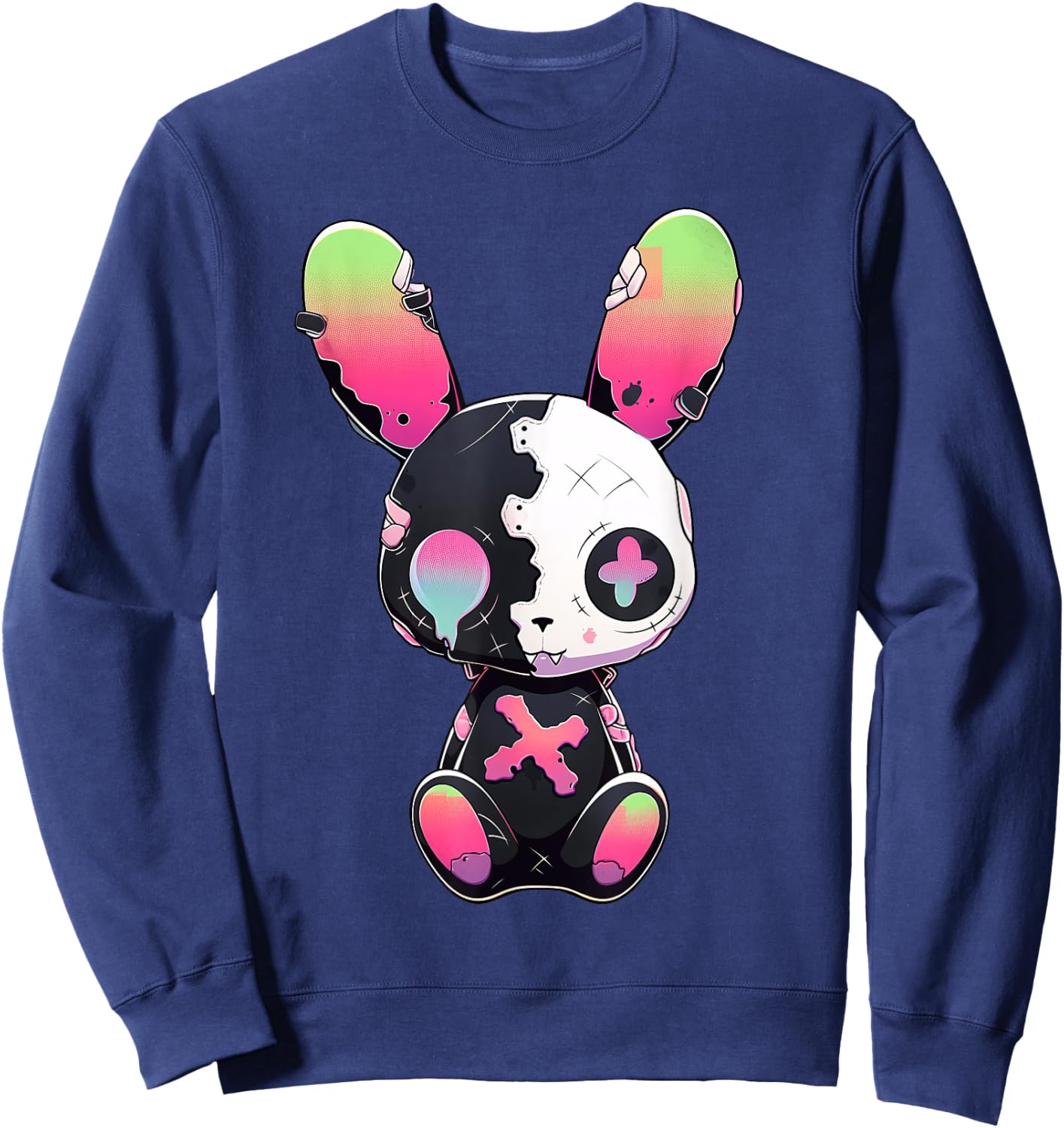Goth Bunny Gothic Outfit Cute E-Girl Kawaii Rabbit Grunge Sweatshirt - Sweatshirt | Navy