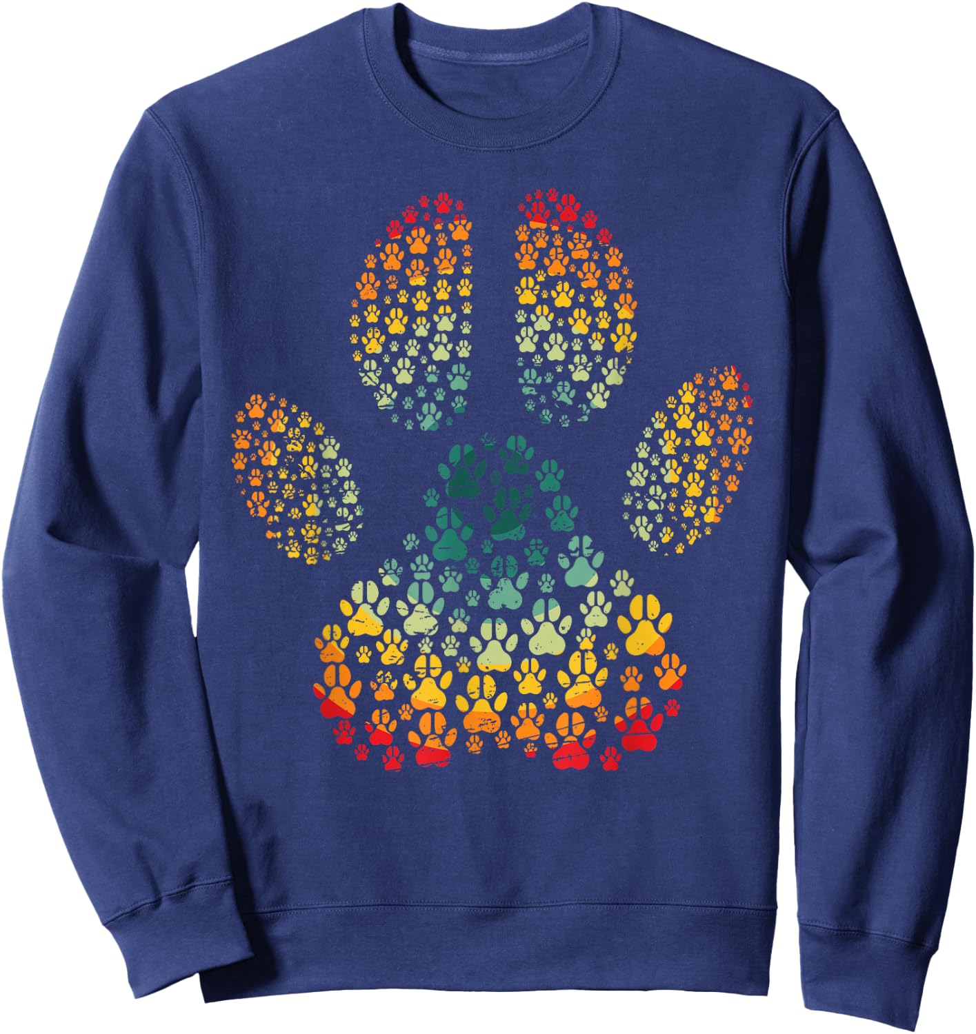Vintage Dog Love Retro Paw Print Pet Lover Design for Dog Sweatshirt - Sweatshirt | Navy