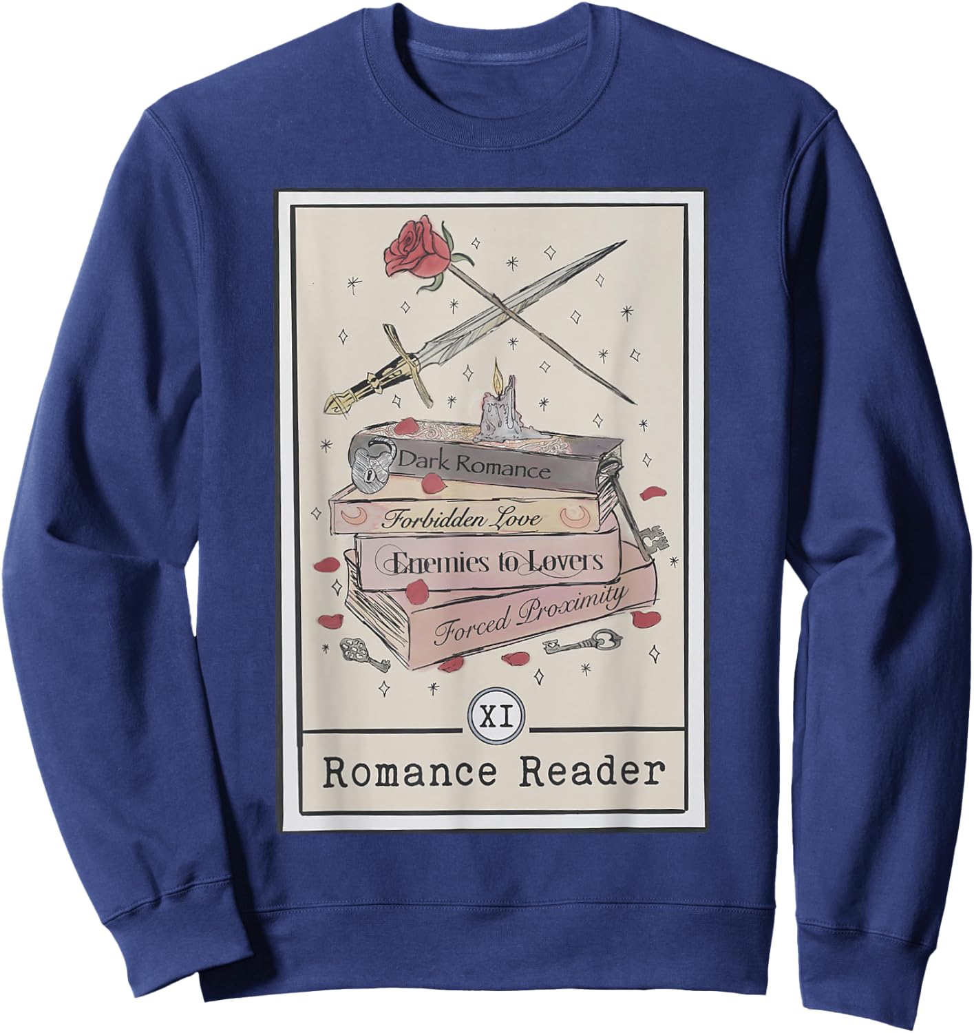 Dark Romance Reader Tarot Card Bookish Smut Reader Smutty Sweatshirt - Sweatshirt | Navy