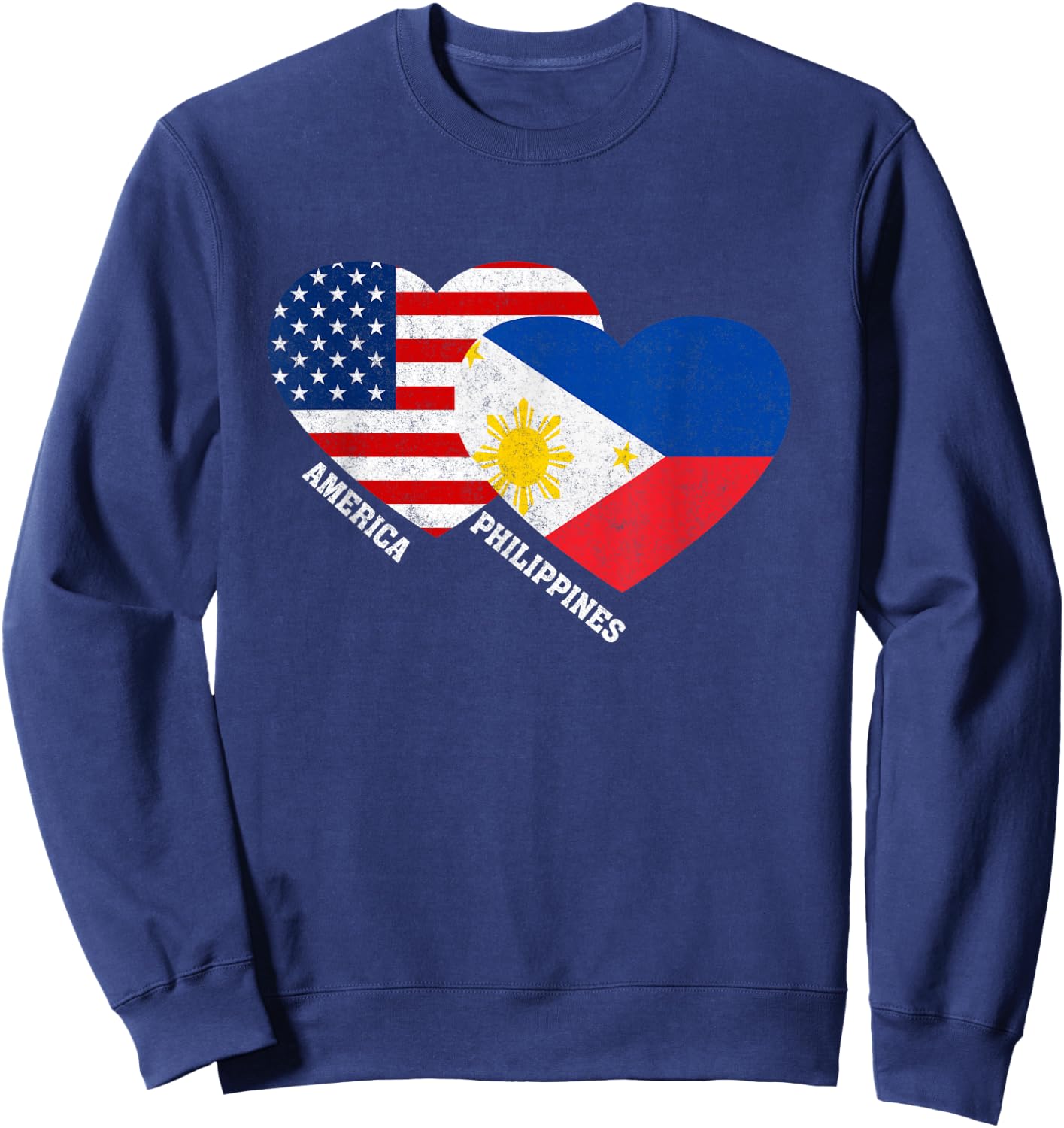 Philippines Flag Shirt Filipino American Pride Vintage Sweatshirt - Sweatshirt | Navy