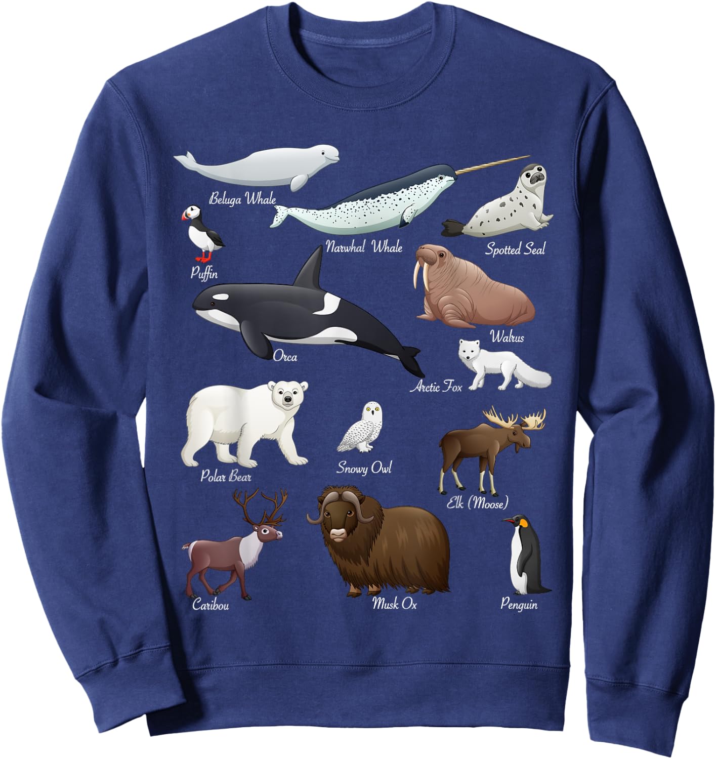 Arctic Wildlife Tundra Ecosystem Animal Names For Education Sweatshirt - Sweatshirt | Navy