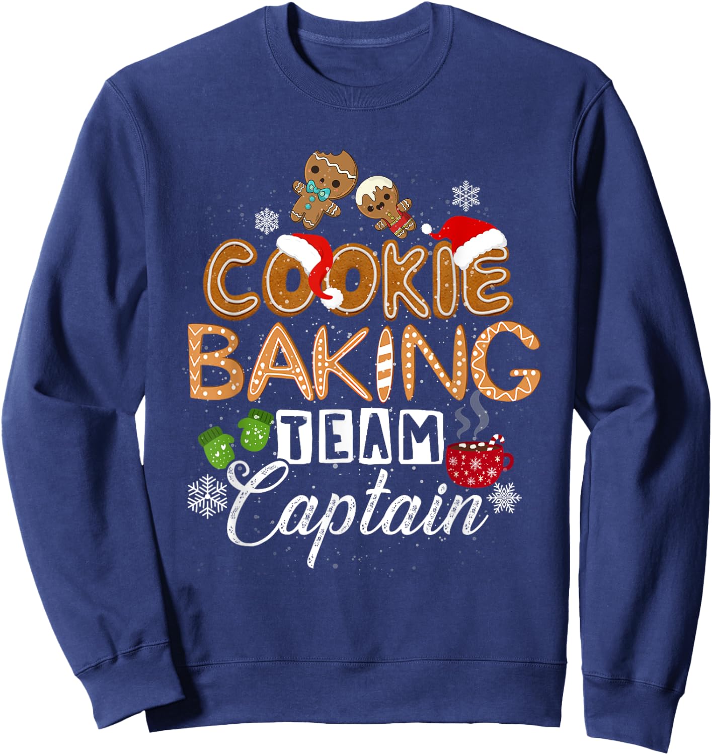 family winter santa Christmas cookie baking team captain Sweatshirt - Sweatshirt | Navy