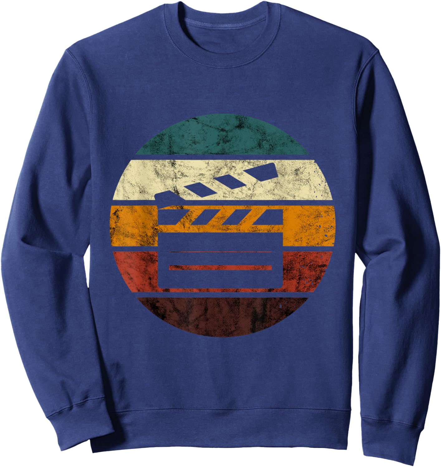 Clapboard Filmmaking Retro Cinematography Vintage Filmmaker Sweatshirt - Sweatshirt | Navy